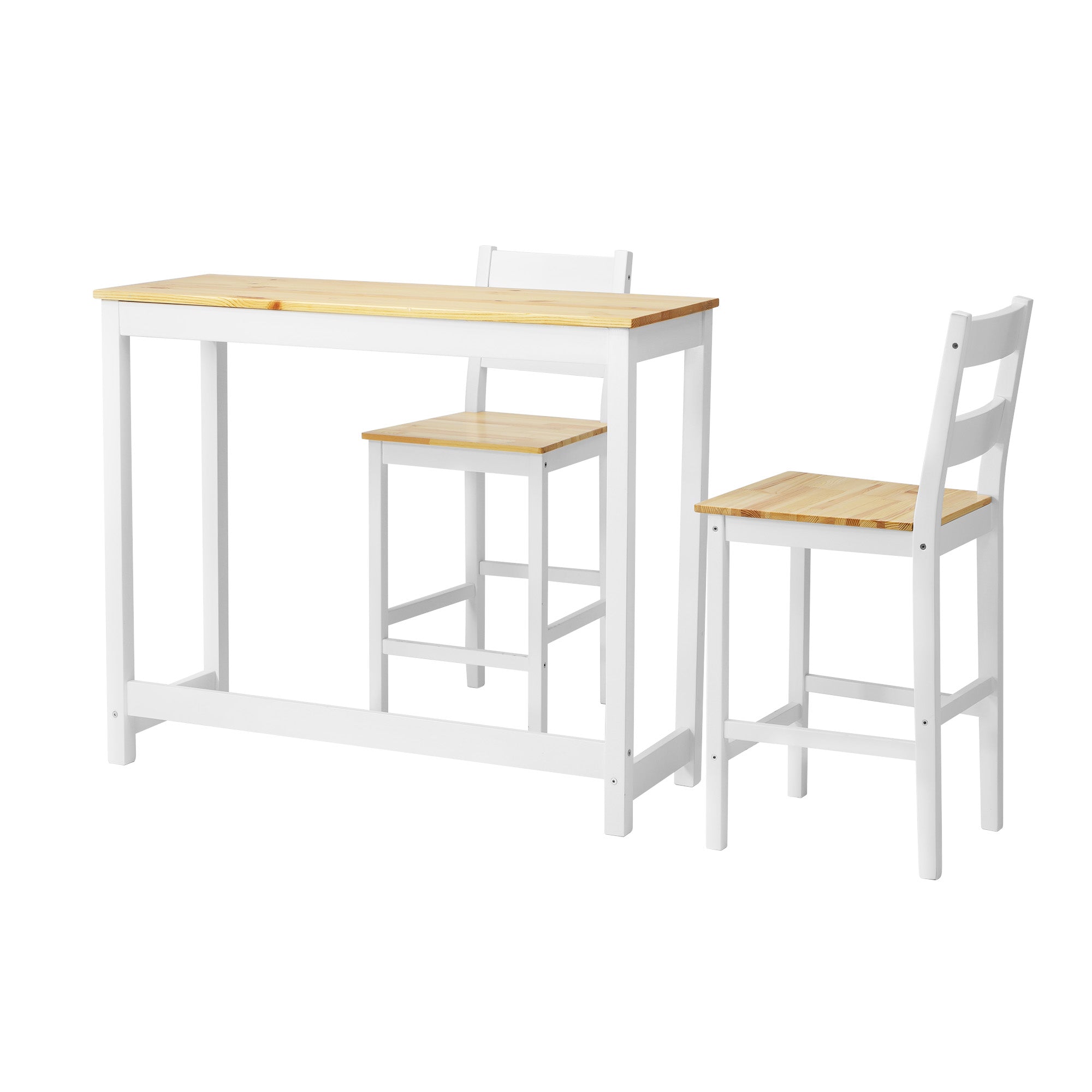 Oikiture 3PCS Bar Table Set 2 Stools Chairs Kitchen Dining Breakfast Cafe Tables - Sunyee