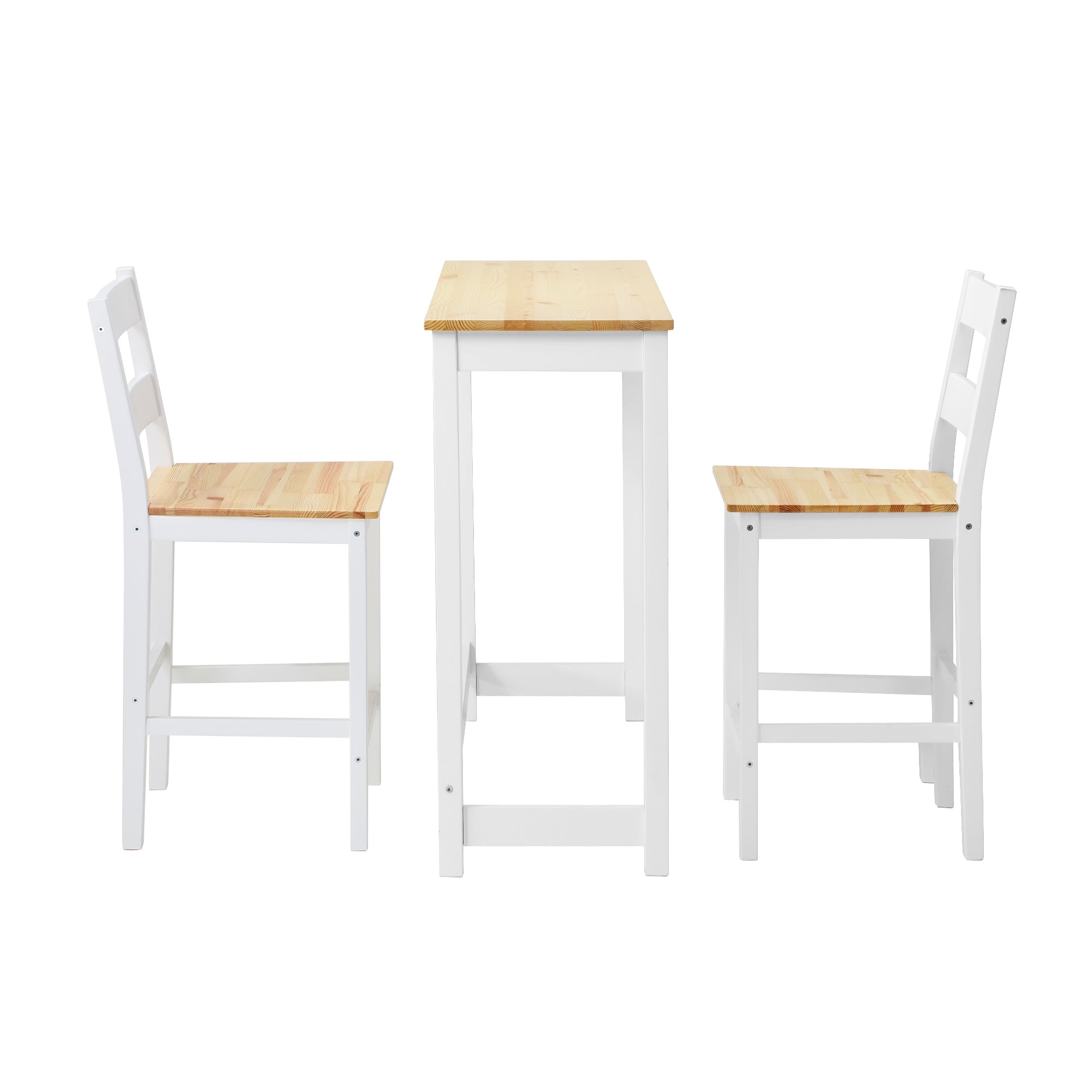 Oikiture 3PCS Bar Table Set 2 Stools Chairs Kitchen Dining Breakfast Cafe Tables - Sunyee