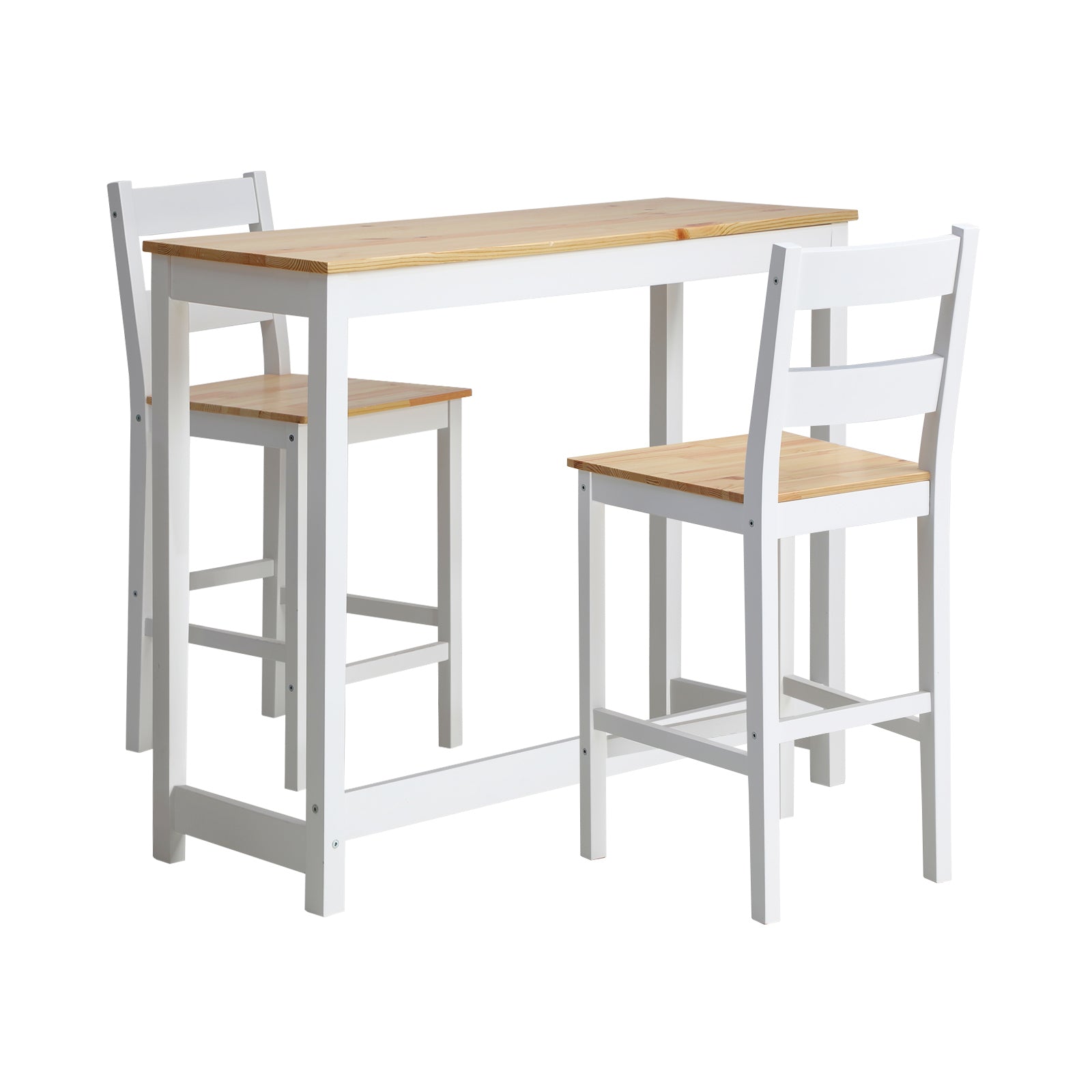 Oikiture 3PCS Bar Table Set 2 Stools Chairs Kitchen Dining Breakfast Cafe Tables - Sunyee