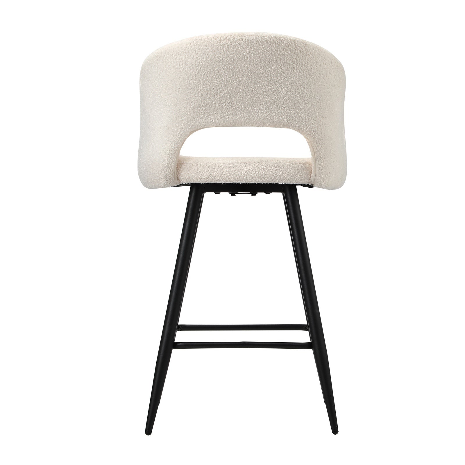 Oikiture 4x Bar Stools Kitchen Dining Chair Padded Chair Boucle White SURA