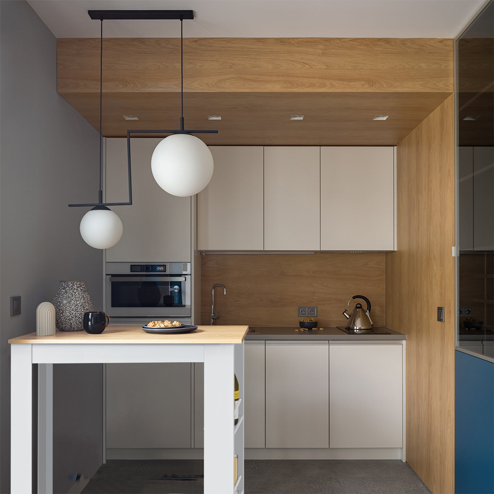 Oikiture Bar Table Dining Storage Shelf Kitchen Pub Home Office Desk Wine Rack - Sunyee