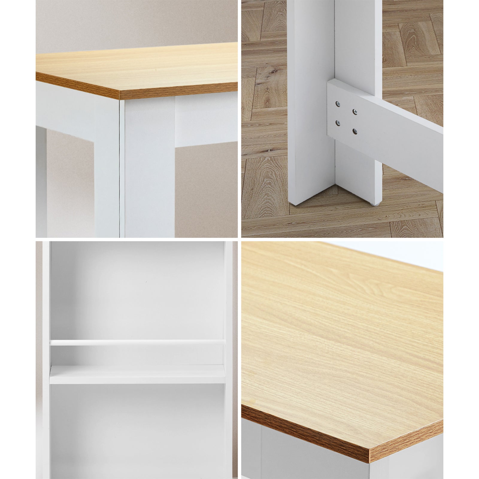 Oikiture Bar Table Dining Storage Shelf Kitchen Pub Home Office Desk Wine Rack - Sunyee