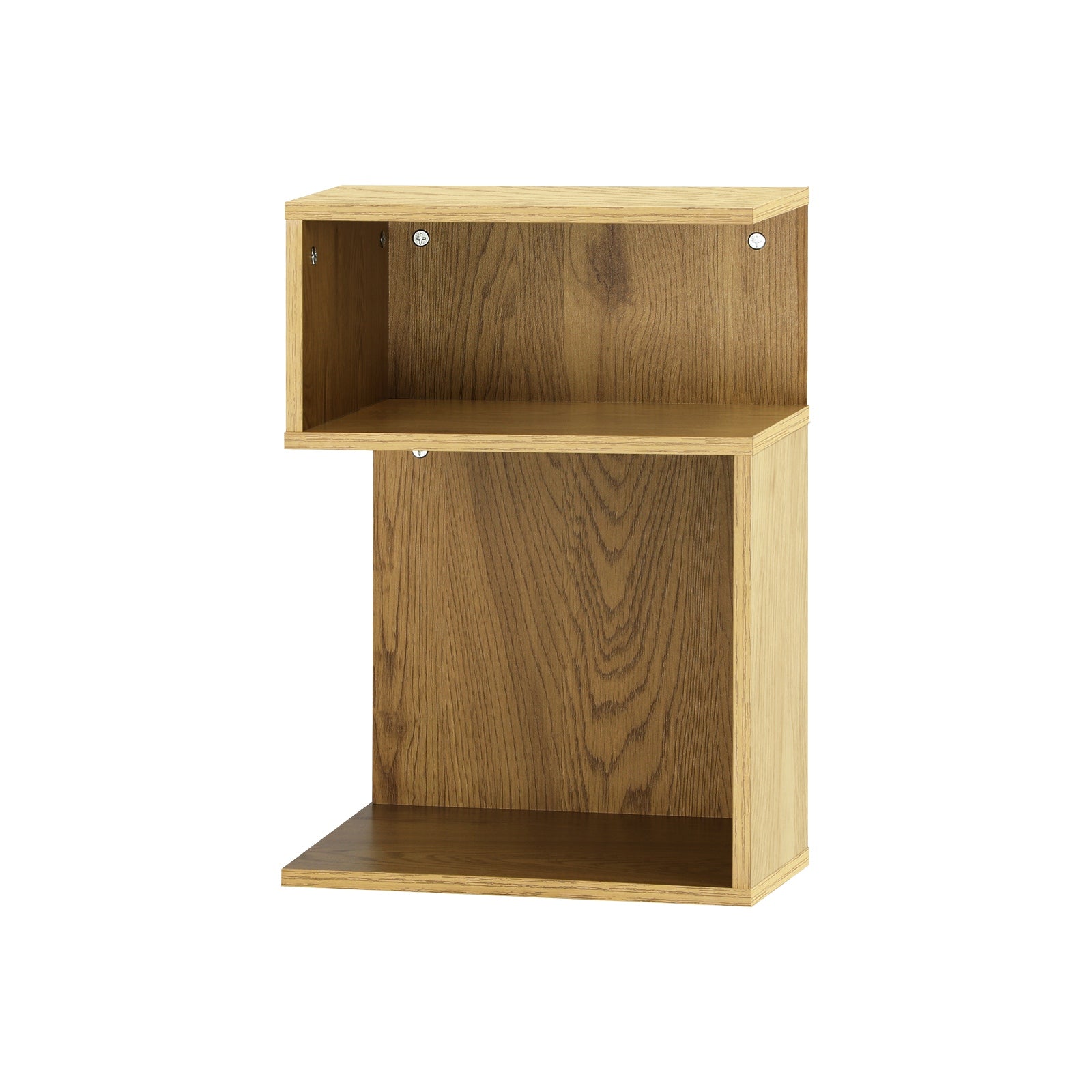 Oikiture Bedside Tables Side Table 2 Layers Bedroom Storage Cabinet Shelf Wood - Sunyee