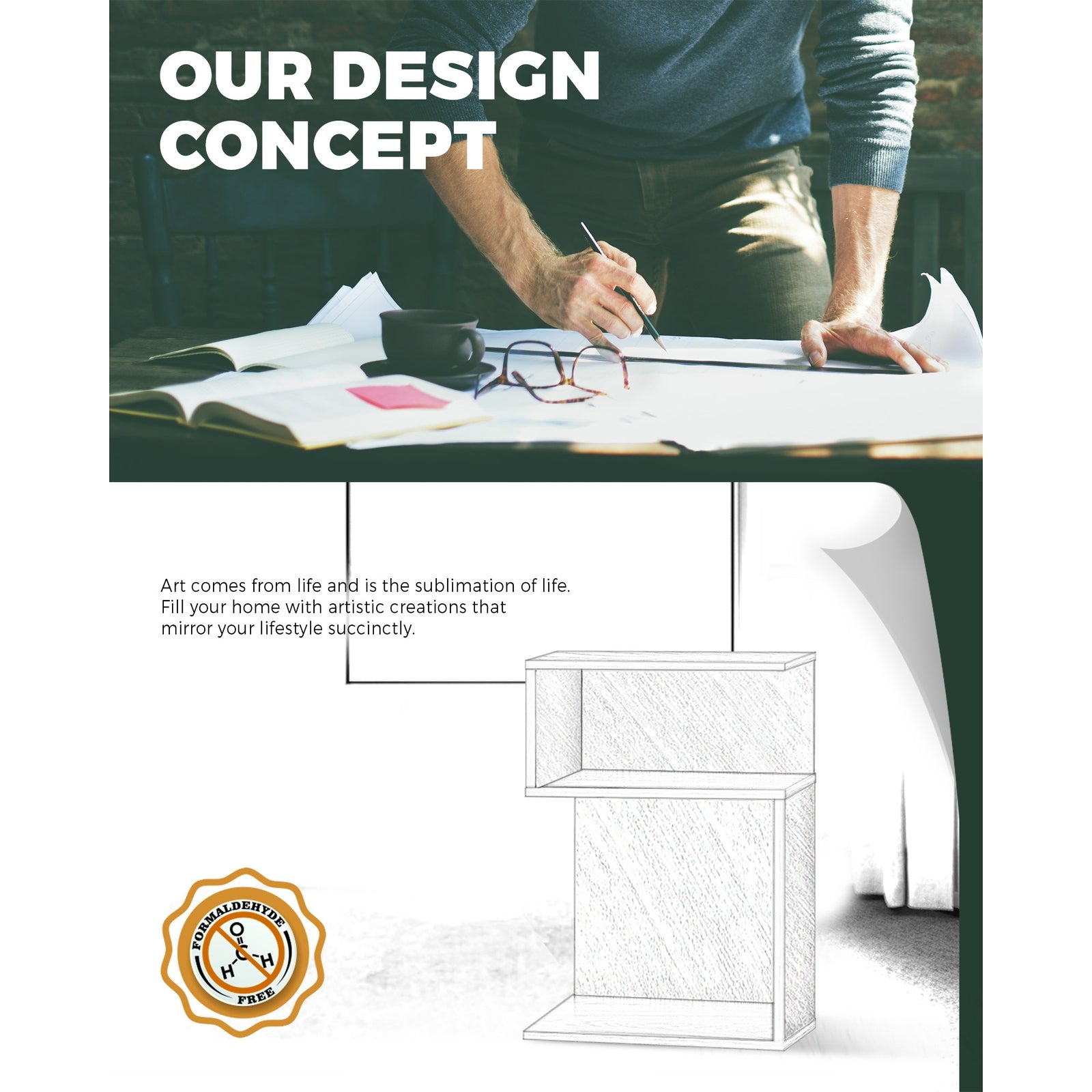 Oikiture Bedside Tables Side Table 2 Layers Nightstand Storage Cabinet Shelf - Sunyee