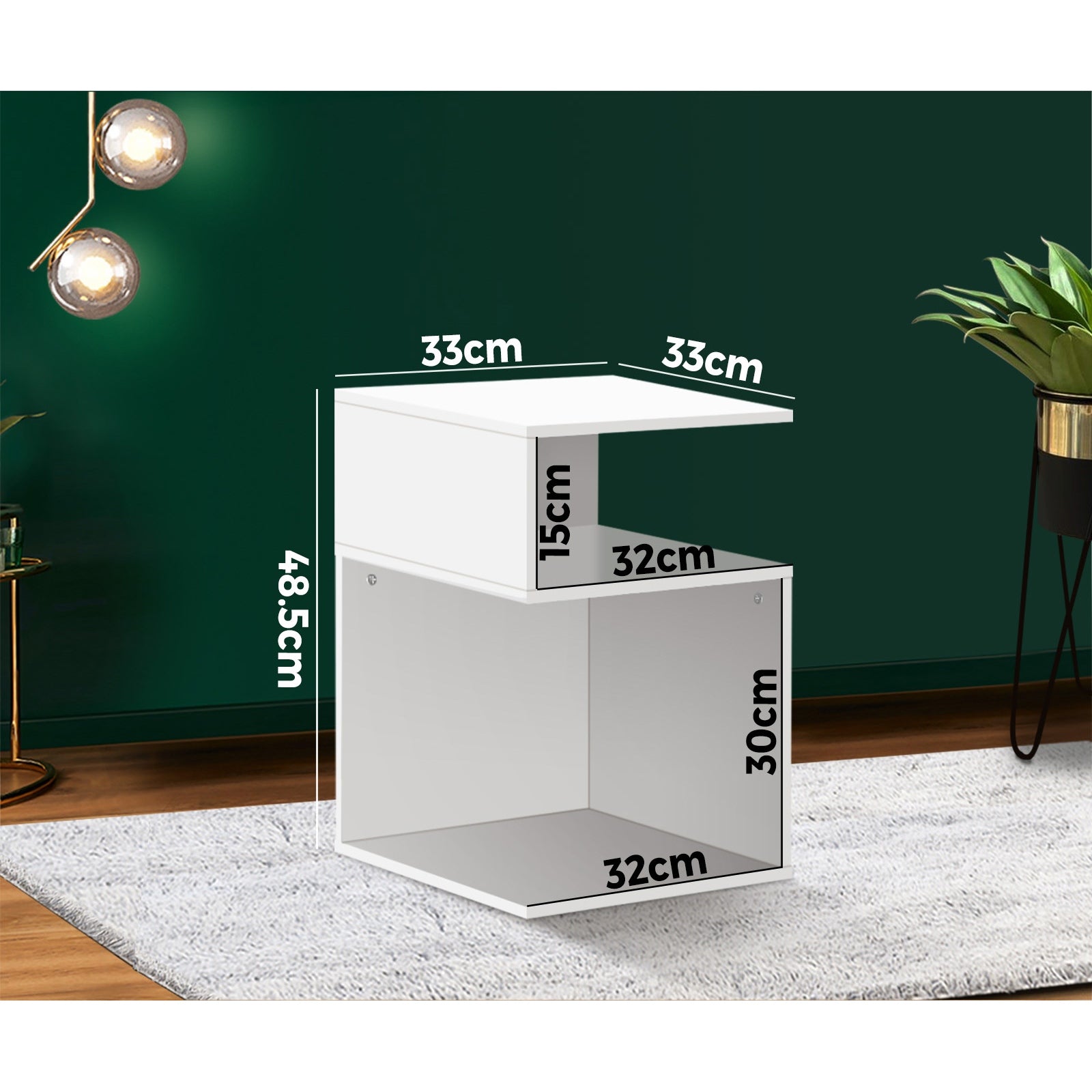 Oikiture Bedside Tables Side Table 2 Layers Nightstand Storage Cabinet Shelf - Sunyee