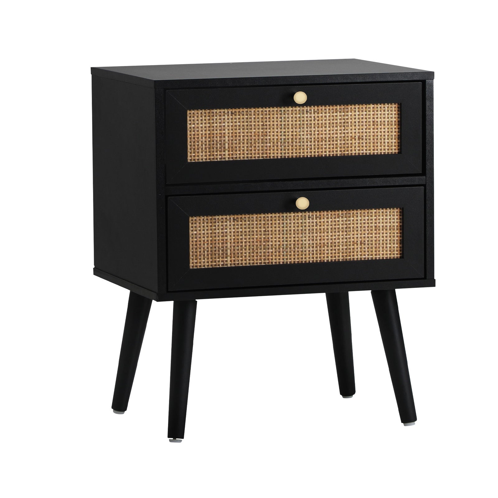 Oikiture 2X Bedside Table Side Table 2 Drawers Storage Cabinet Nightstand Rattan - Sunyee