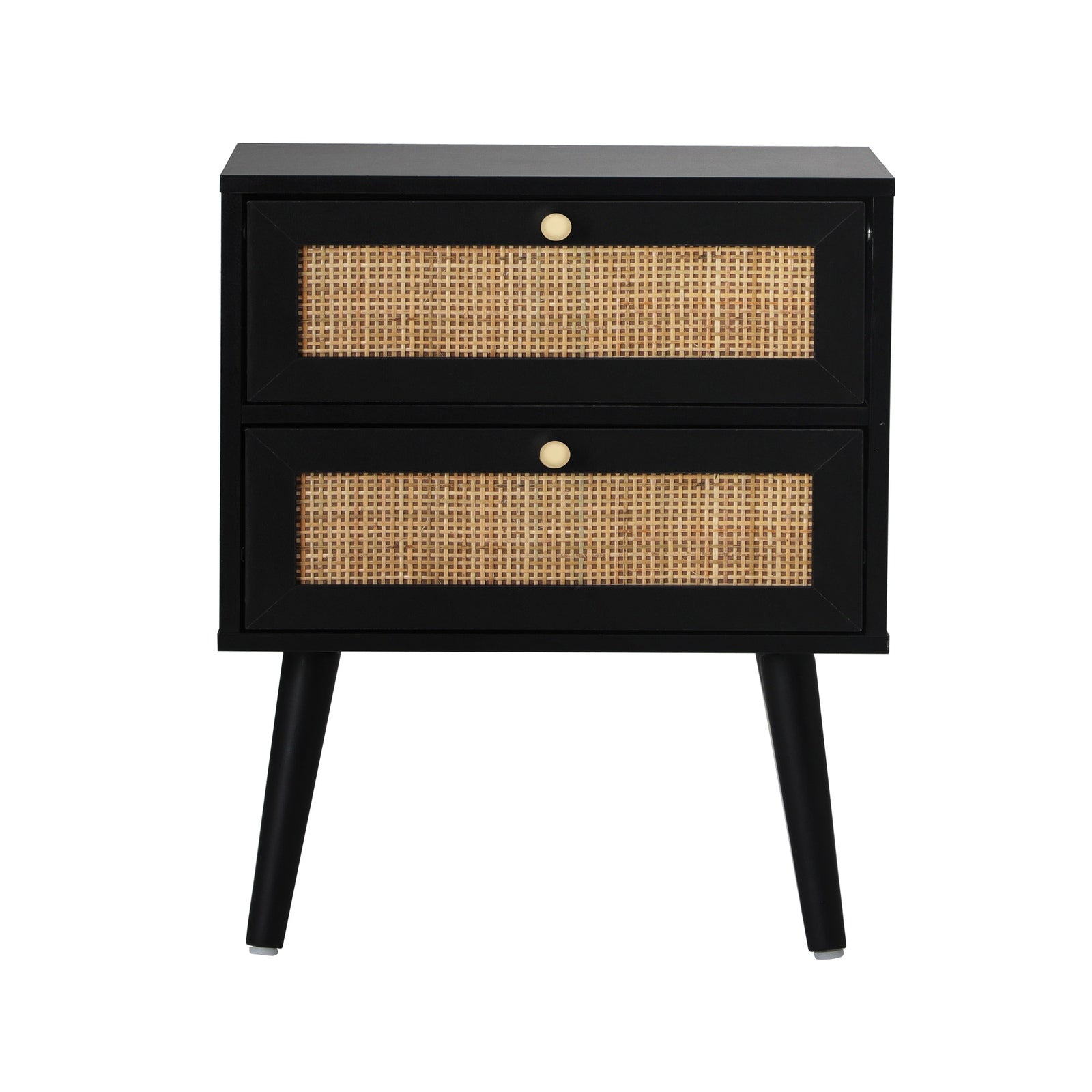 Oikiture 2X Bedside Table Side Table 2 Drawers Storage Cabinet Nightstand Rattan - Sunyee
