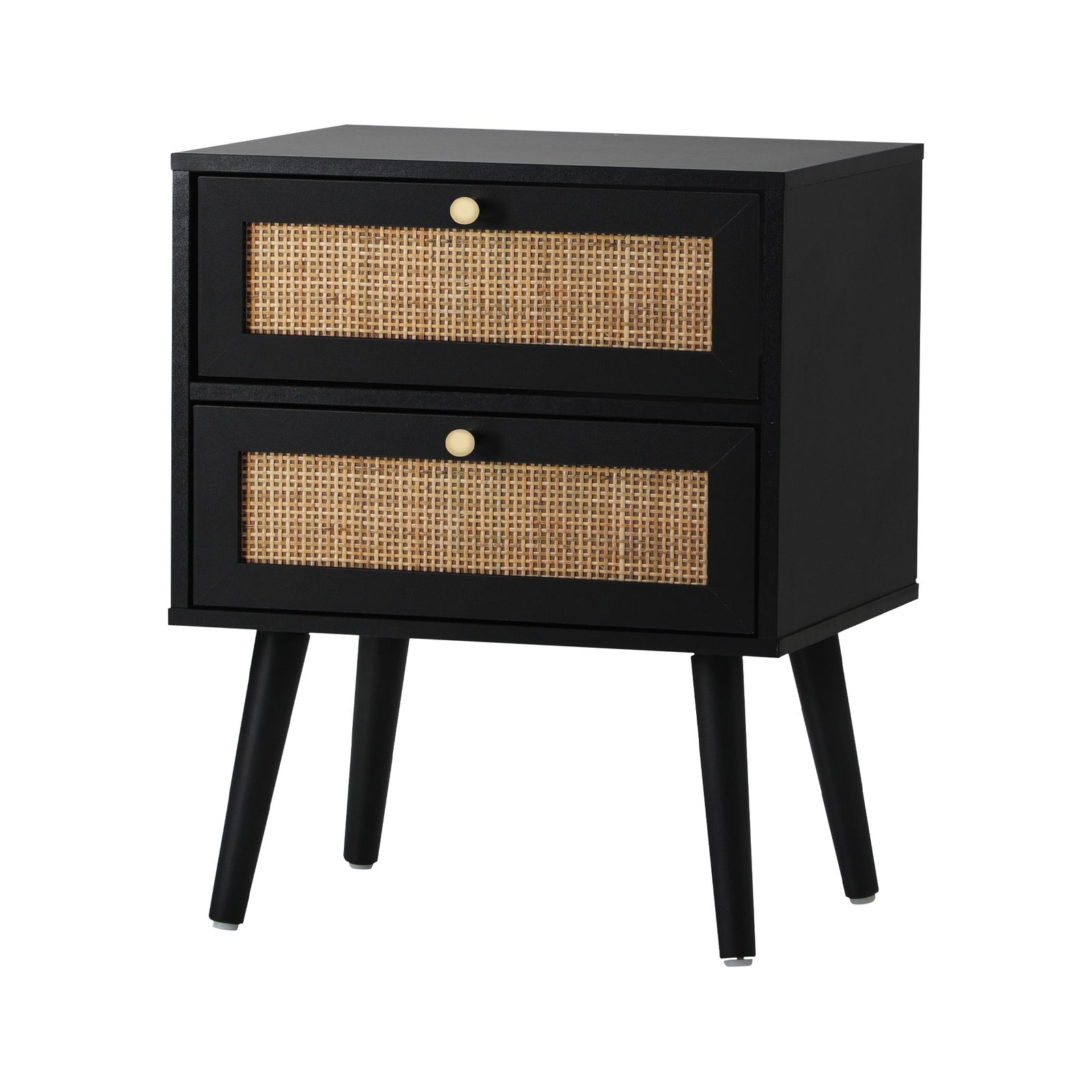 Oikiture 2X Bedside Table Side Table 2 Drawers Storage Cabinet Nightstand Rattan - Sunyee