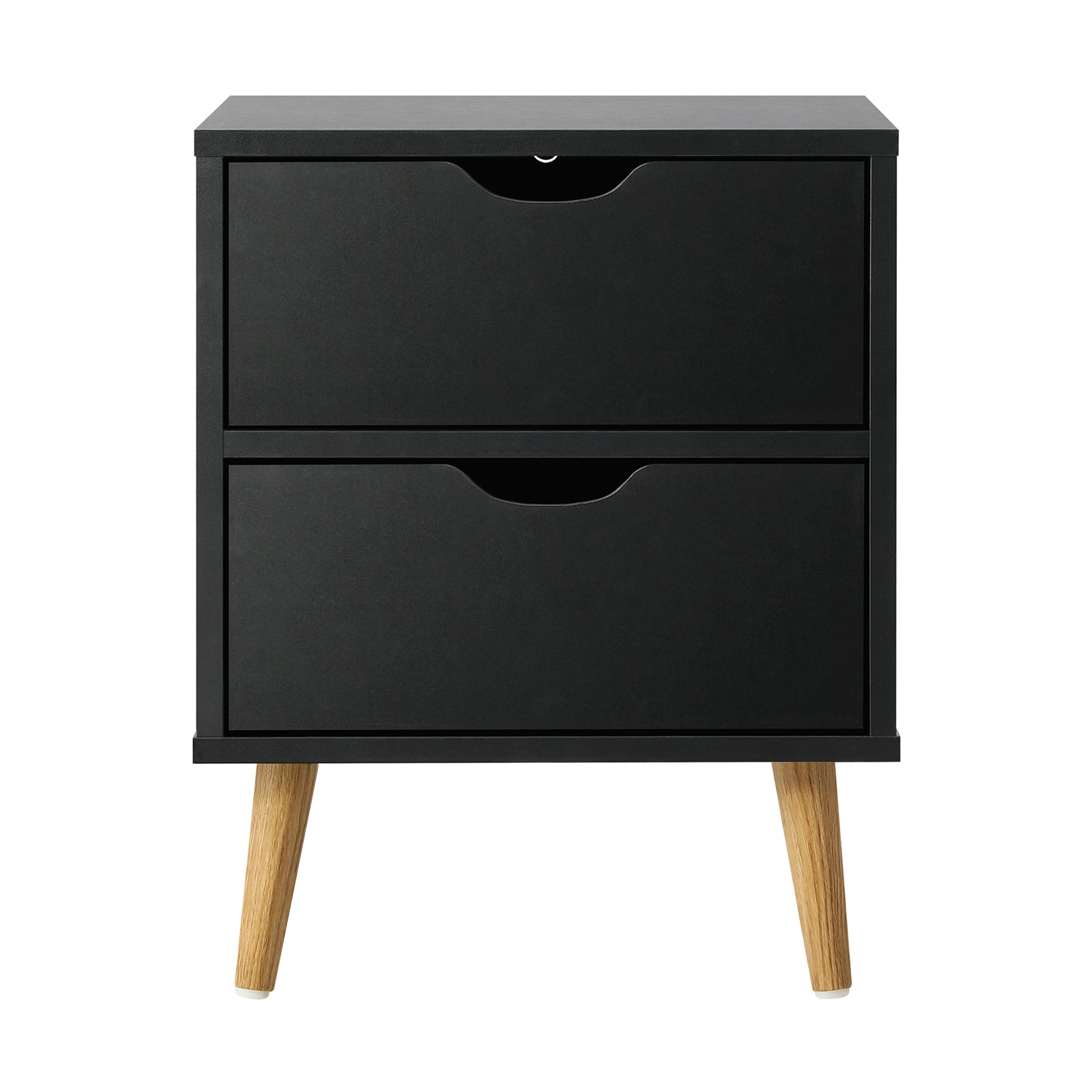 Oikiture Bedside Tables 2 Drawers Side Table Bedroom Furniture Storage Black - Sunyee
