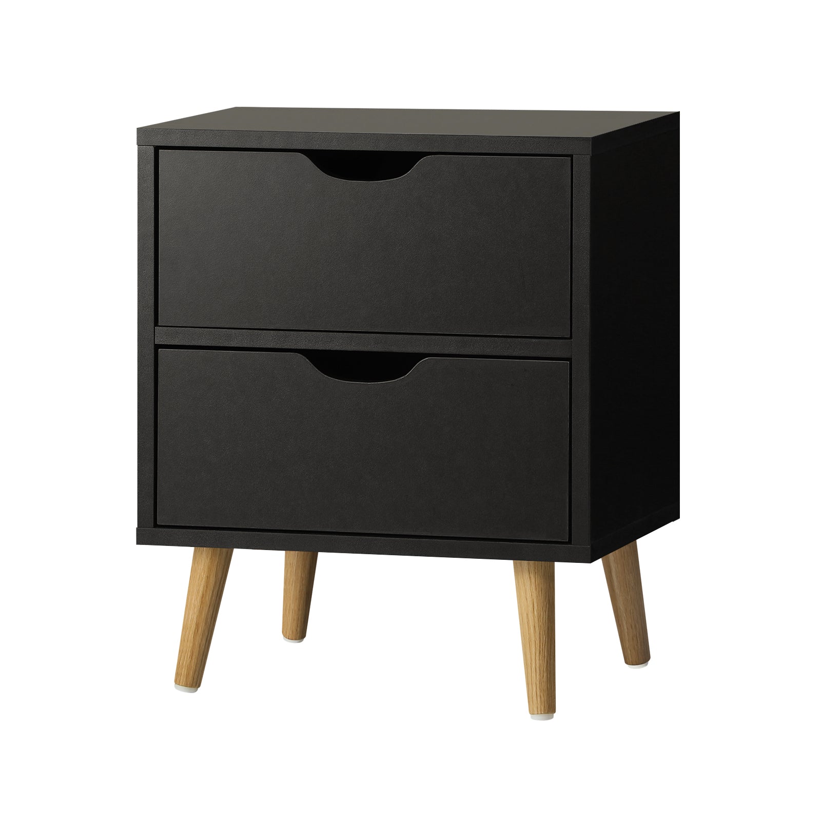 Oikiture Bedside Tables 2 Drawers Side Table Bedroom Furniture Storage Black - Sunyee