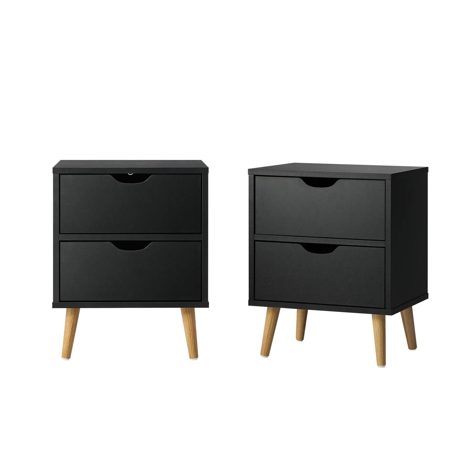 Oikiture 2 X Bedside Tables Side Table Bedroom Furniture Black - Sunyee