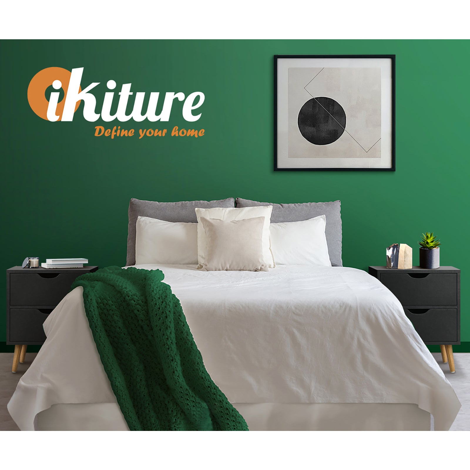 Oikiture 2 X Bedside Tables Side Table Bedroom Furniture Black - Sunyee