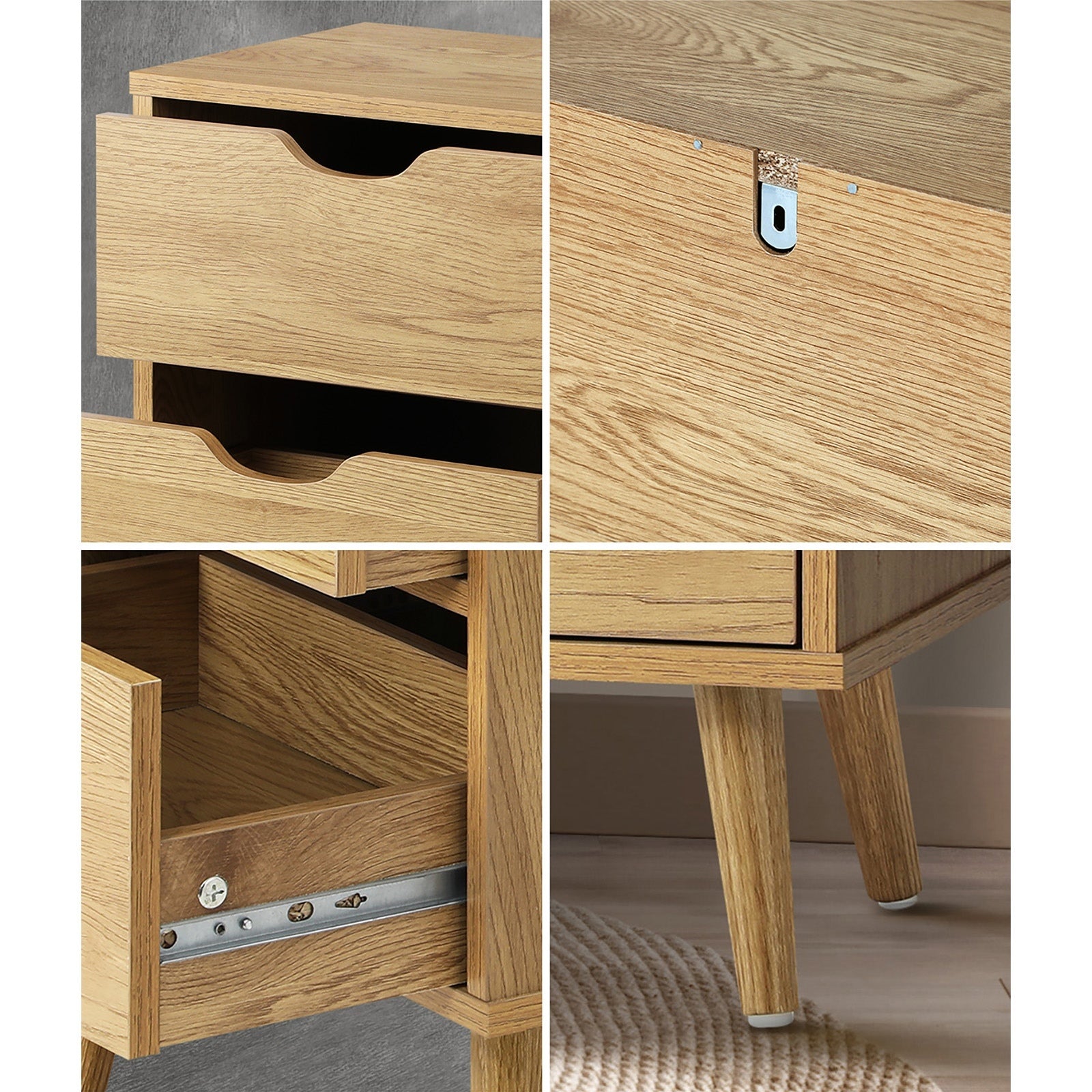 Oikiture 2 X Bedside Tables Side Table Bedroom Furniture Wooden - Sunyee