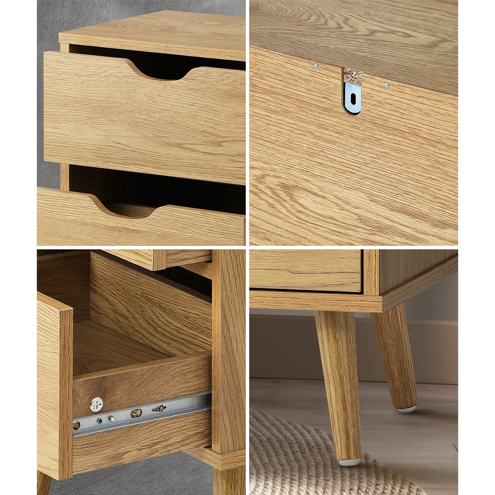 Oikiture 2 X Bedside Tables Side Table Bedroom Furniture Wooden - Sunyee