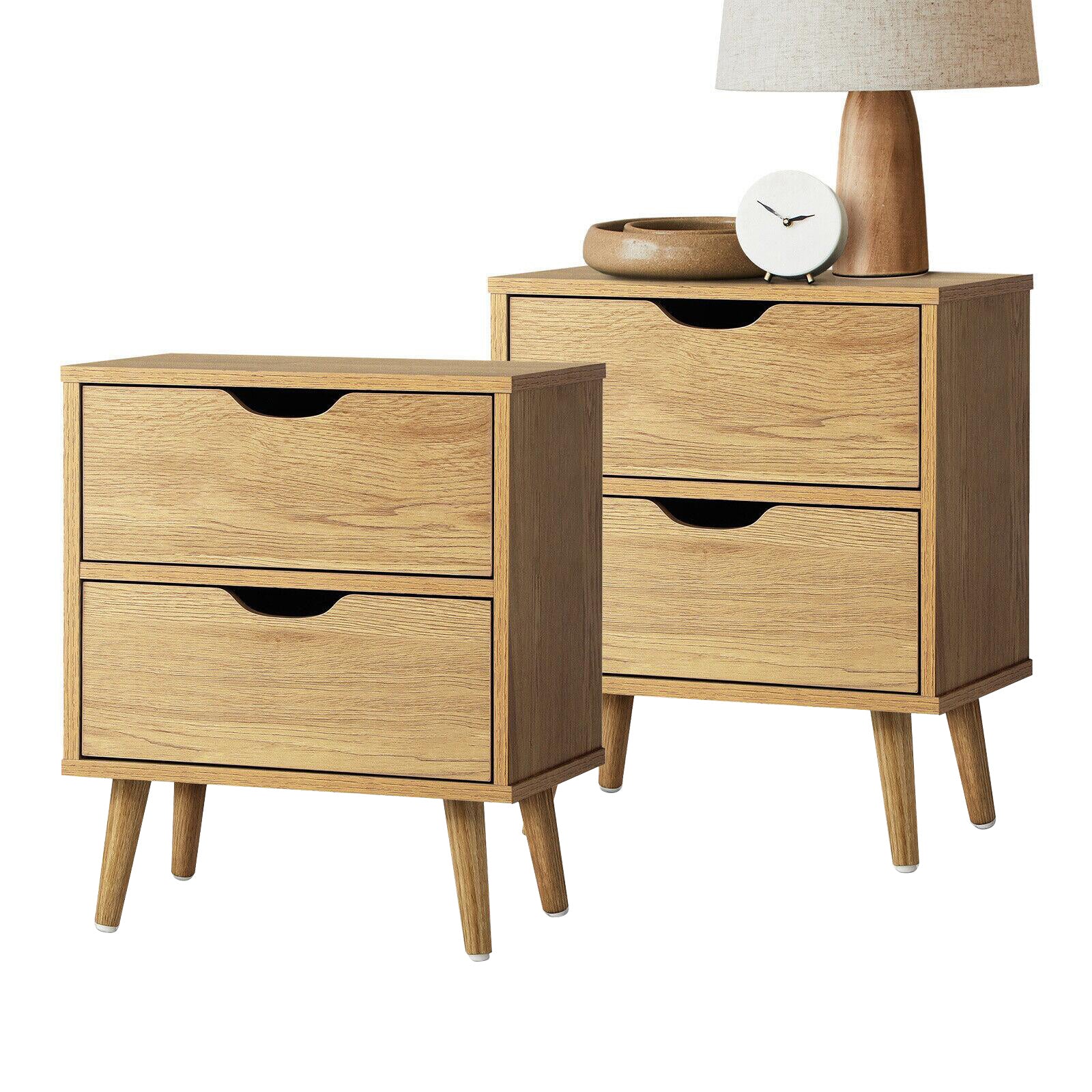 Oikiture 2 X Bedside Tables Side Table Bedroom Furniture Wooden - Sunyee