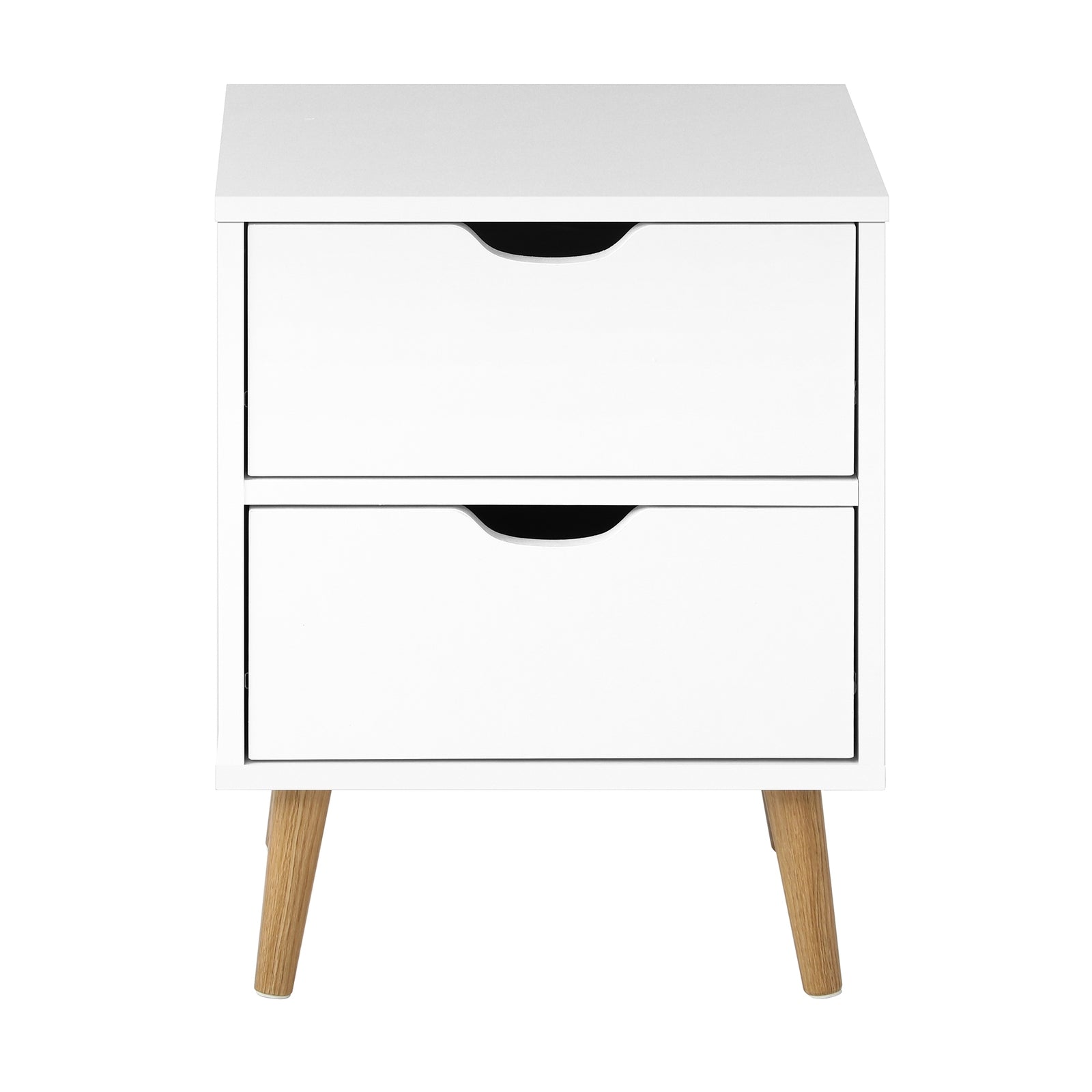 Oikiture Bedside Tables 2 Drawers Side Table Nightstand Storage Cabinet White - Sunyee