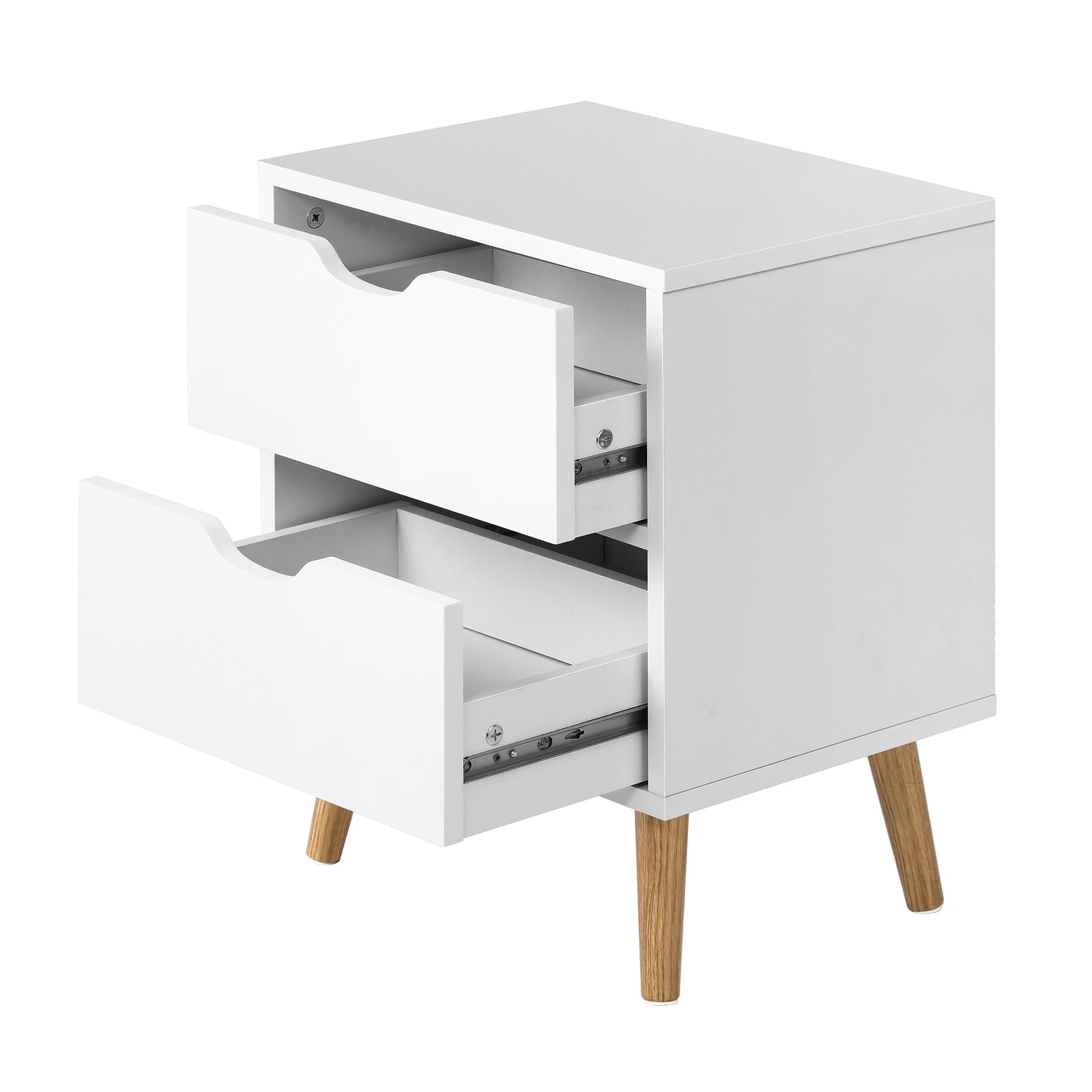 Oikiture Bedside Tables 2 Drawers Side Table Nightstand Storage Cabinet White - Sunyee
