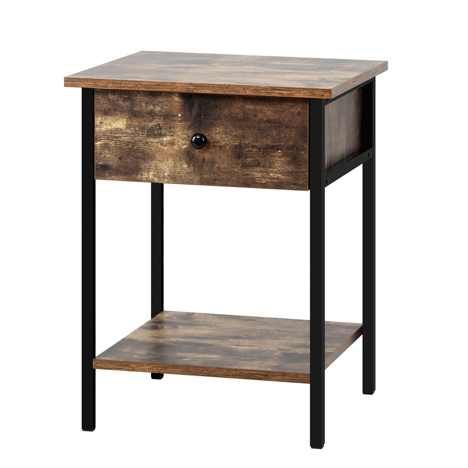 Oikiture Bedside Tables Side Table Drawer Nightstand Storage Cabinet Shelf Wood - Sunyee