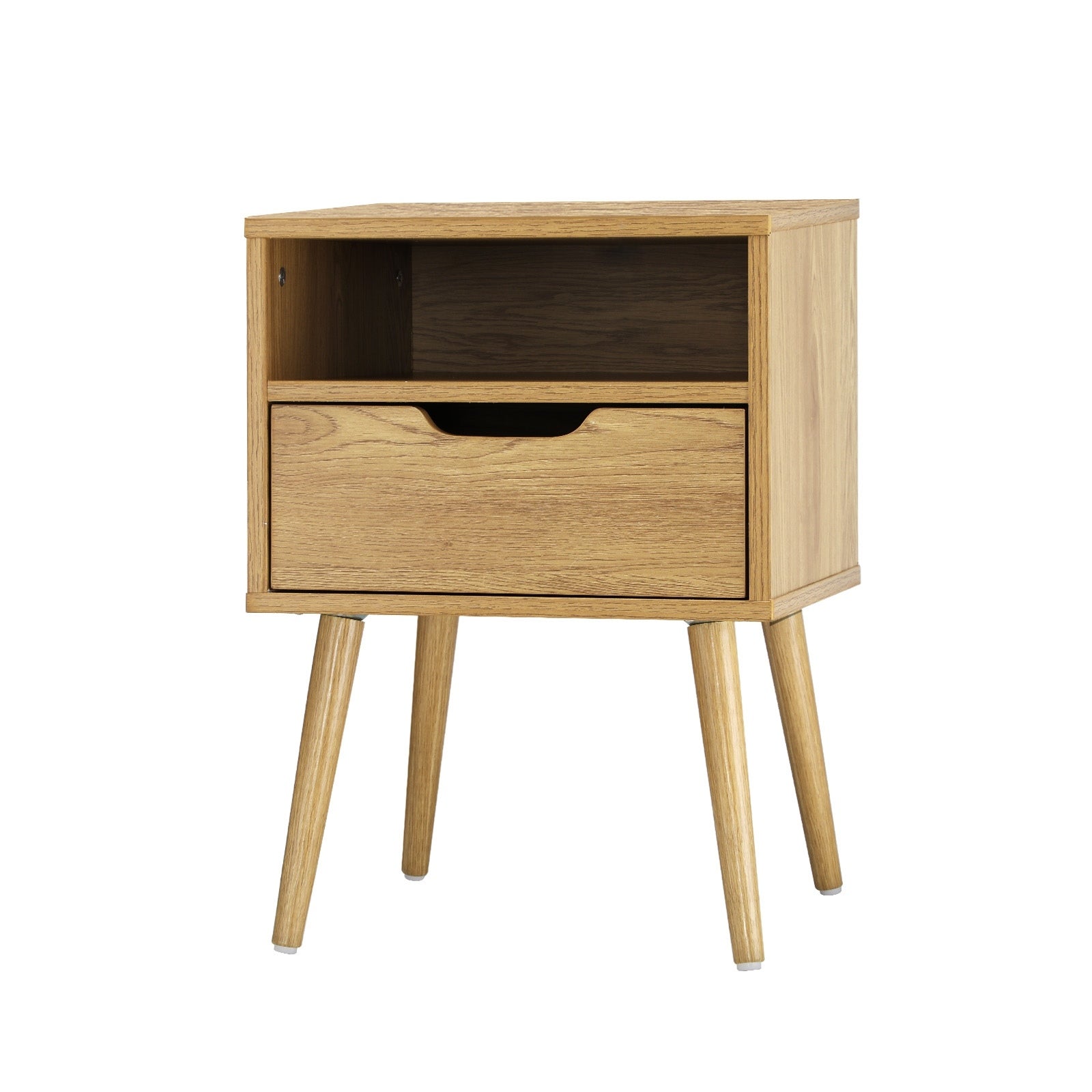 Oikiture Bedside Tables Drawer Side Table Nightstand Bedroom Storage Cabinet Wood - Sunyee