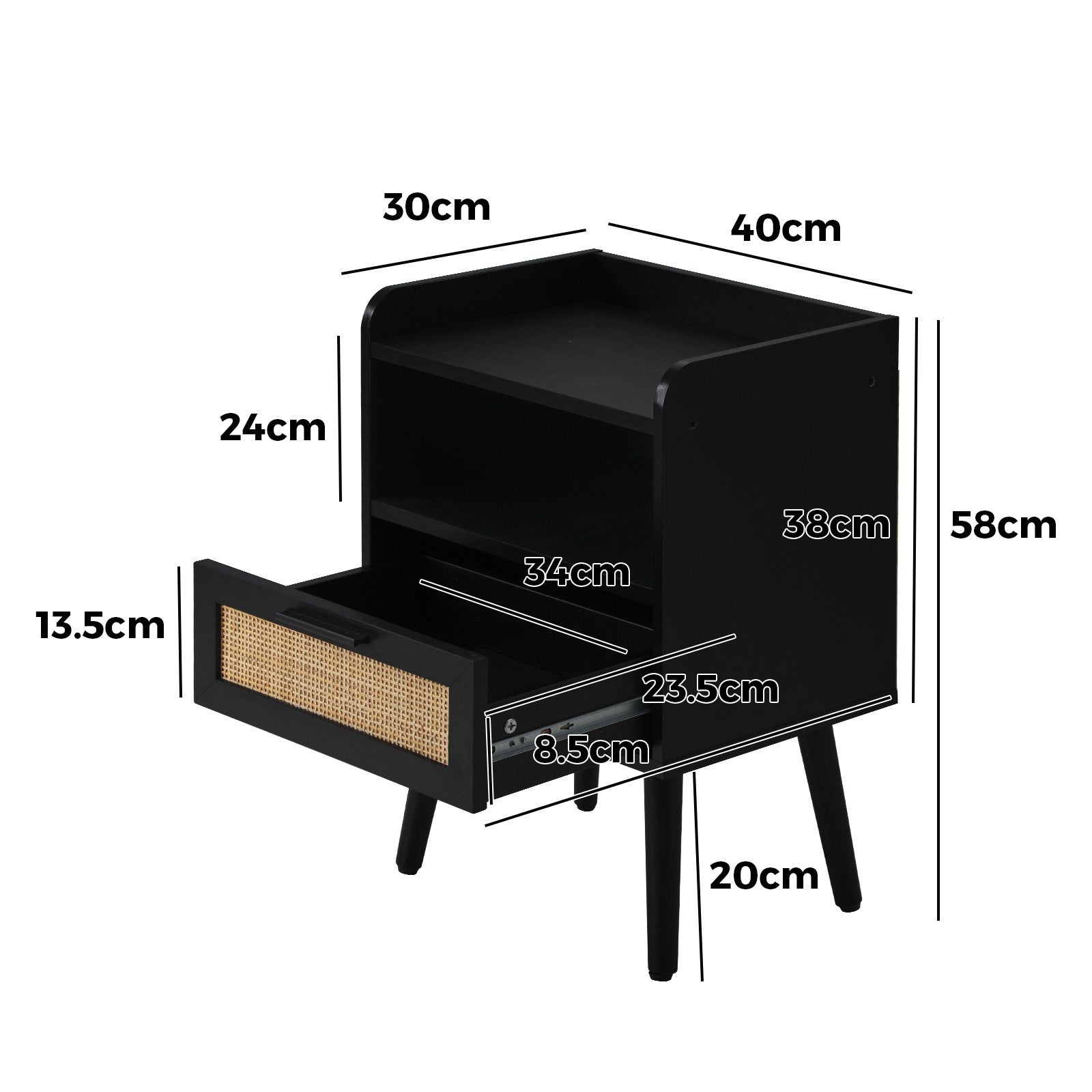 Oikiture 2X Bedside Table Drawer Side Table Storage Cabinet Nightstand Rattan - Sunyee