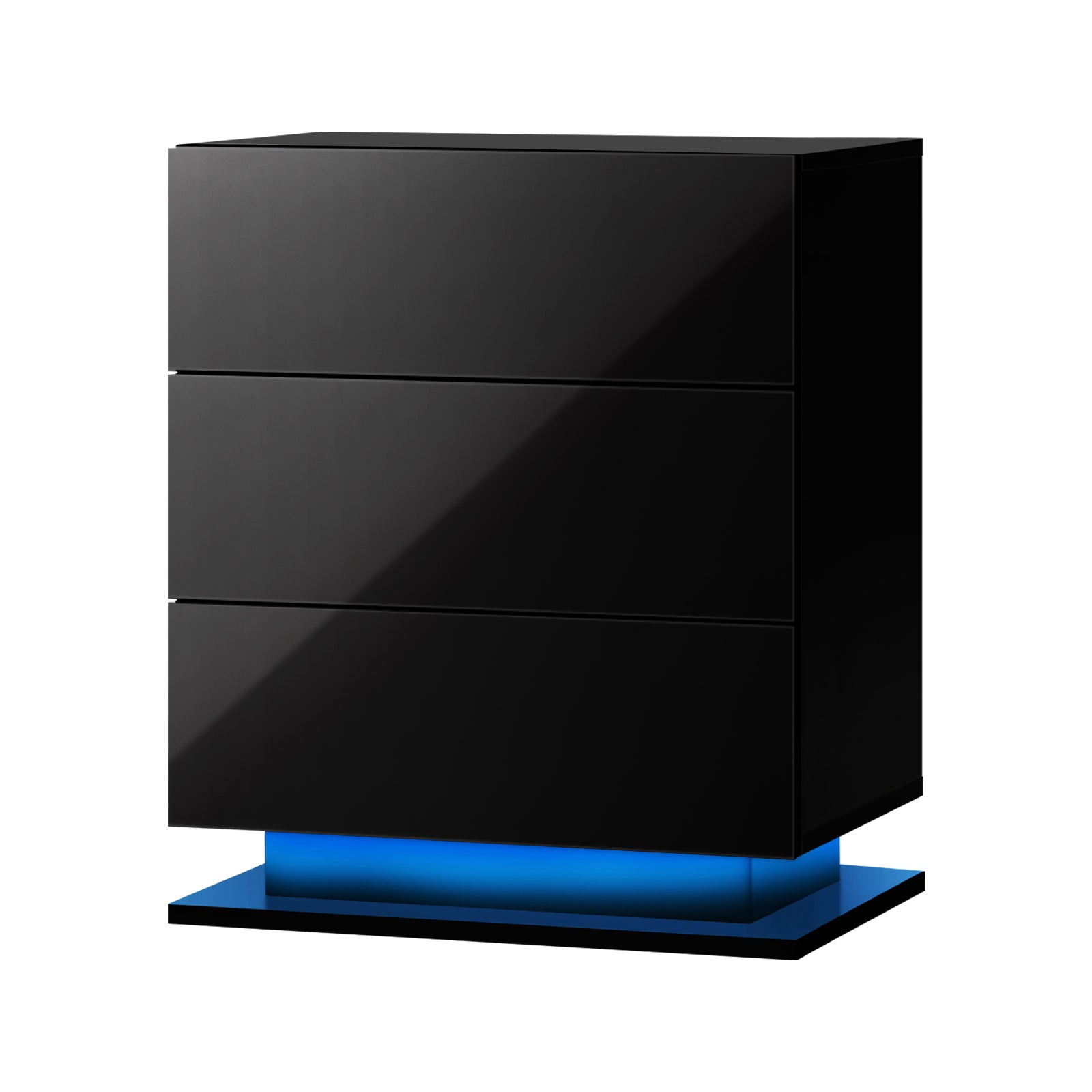 Oikiture Bedside Table RGB LED Nightstand Cabinet 3 Drawers Side Table Furniture - Sunyee