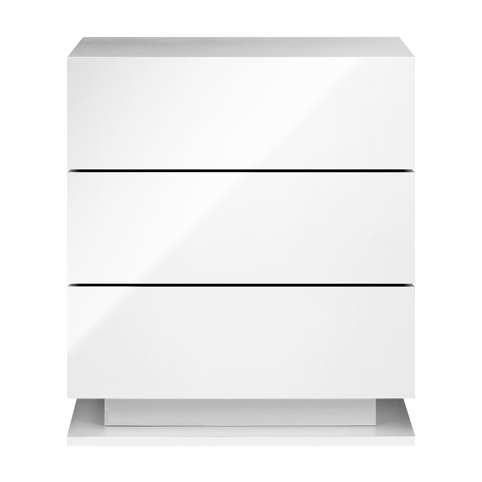 Oikiture Bedside Tables Set of 2 LED Side Table Nightstand Cabinet 3 Drawers - Sunyee