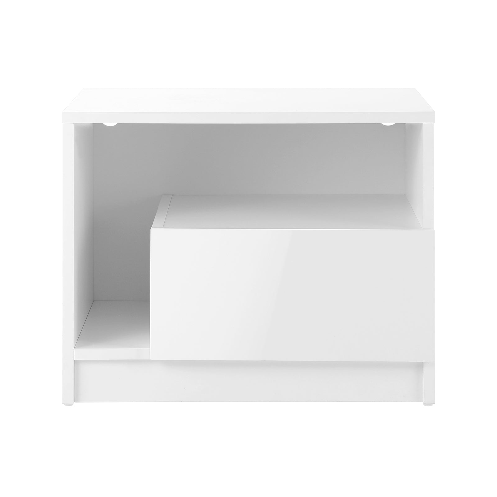 Oikiture Bedside Tables Side Table RGB LED Drawers High Gloss Furniture White - Sunyee
