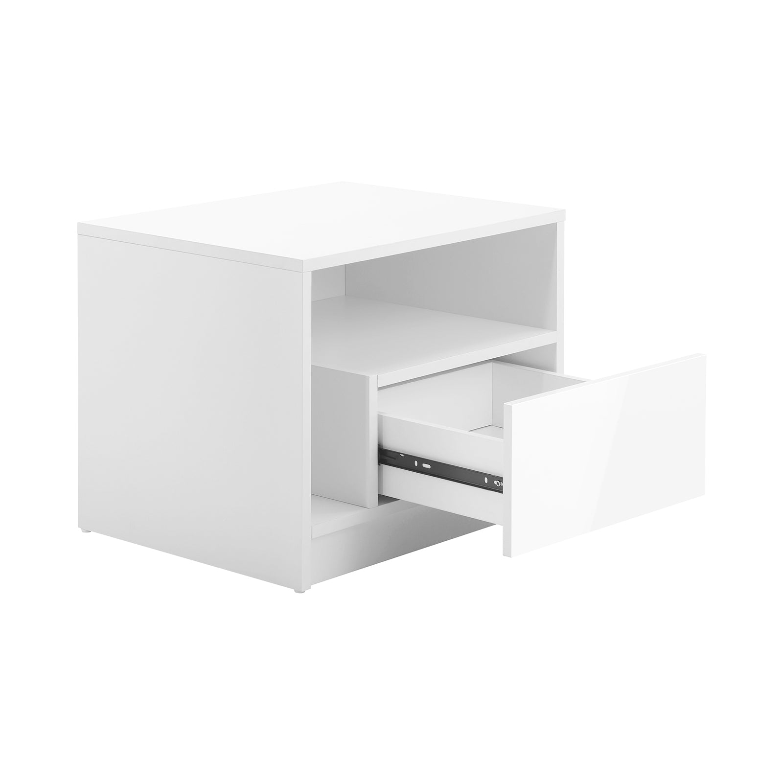 Oikiture Bedside Tables Side Table RGB LED Drawers High Gloss Furniture White - Sunyee