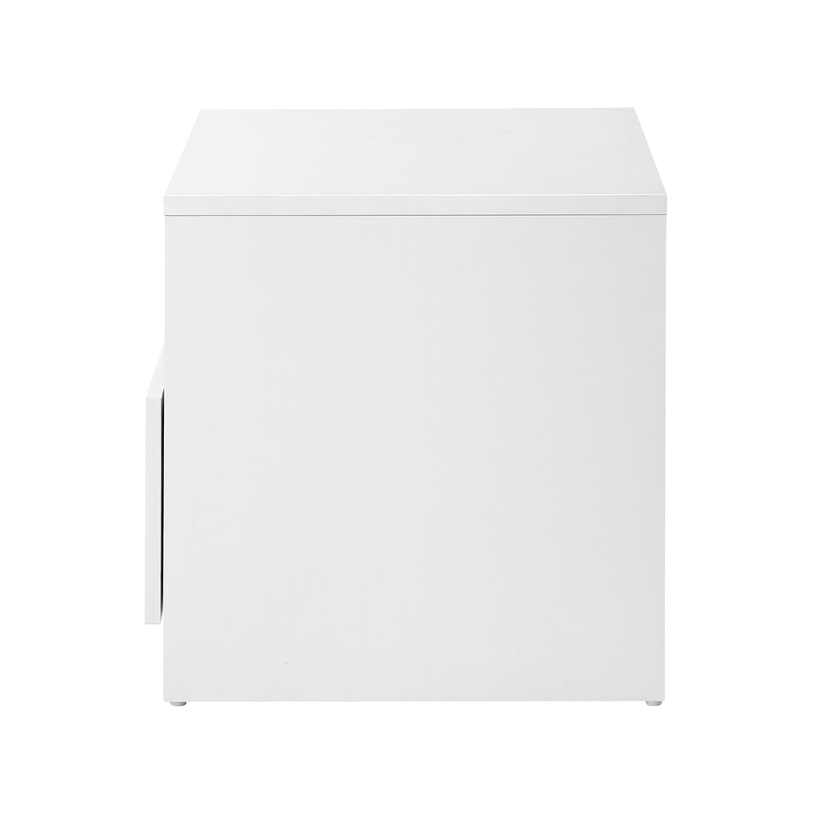 Oikiture Bedside Tables Side Table RGB LED Drawers High Gloss Furniture White - Sunyee