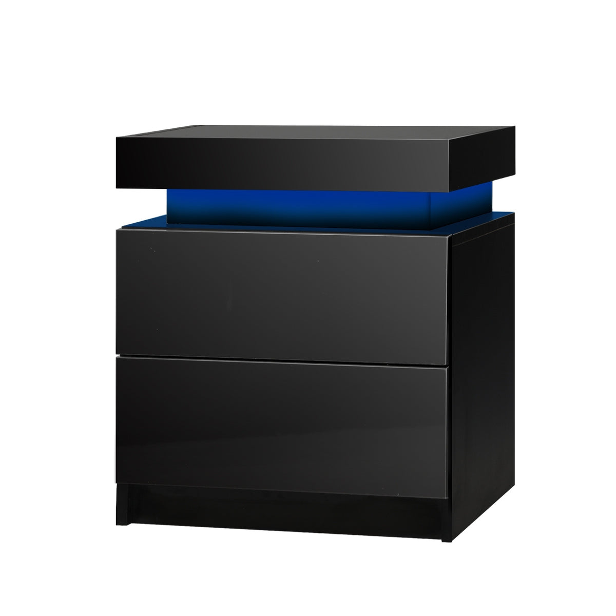 Oikiture Bedside Table RGB LED Nightstand Cabinet 2/3 Drawers Side Table - Sunyee
