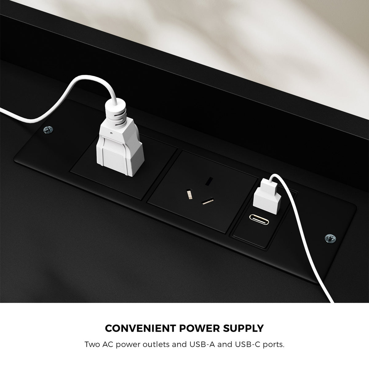Oikiture Bedside Table LED Nightstand USB Charging Station Side Table Black - Sunyee