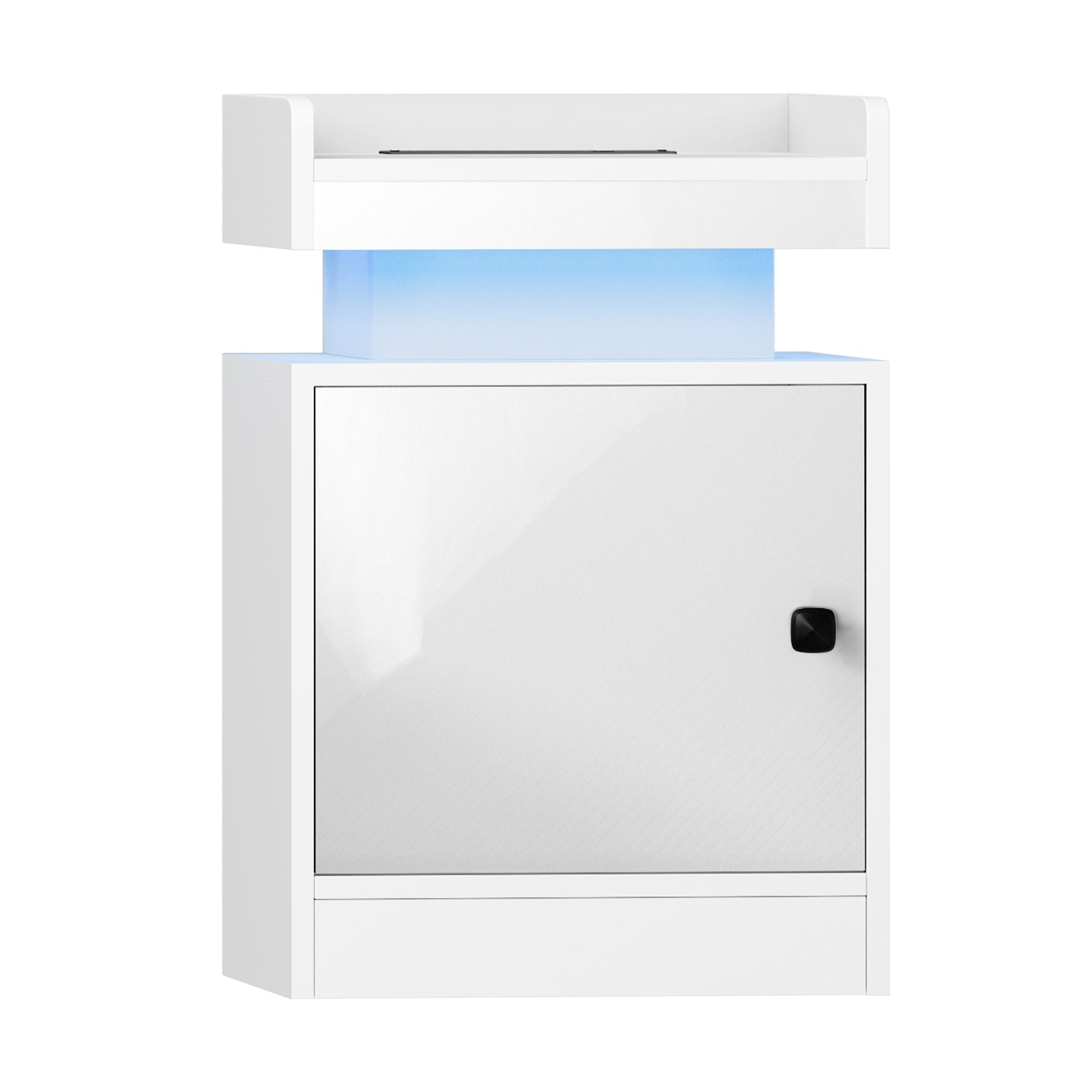 Oikiture Bedside Table LED Nightstand USB Charging Station Side Table White - Sunyee