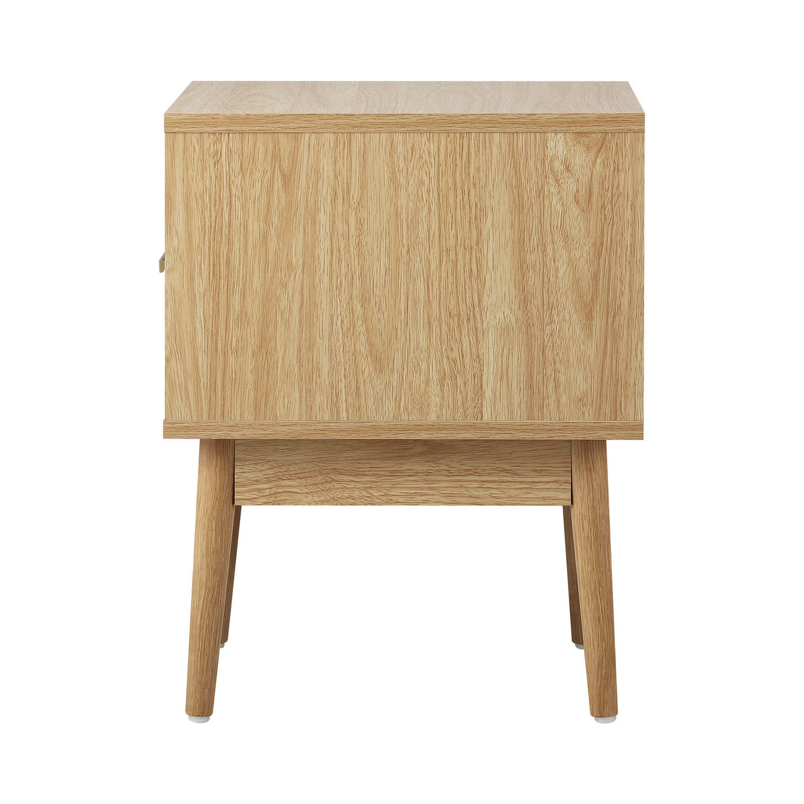 Oikiture Bedside Table Rattan Drawers Shelf Bedroom Storage Furniture Wood - Sunyee