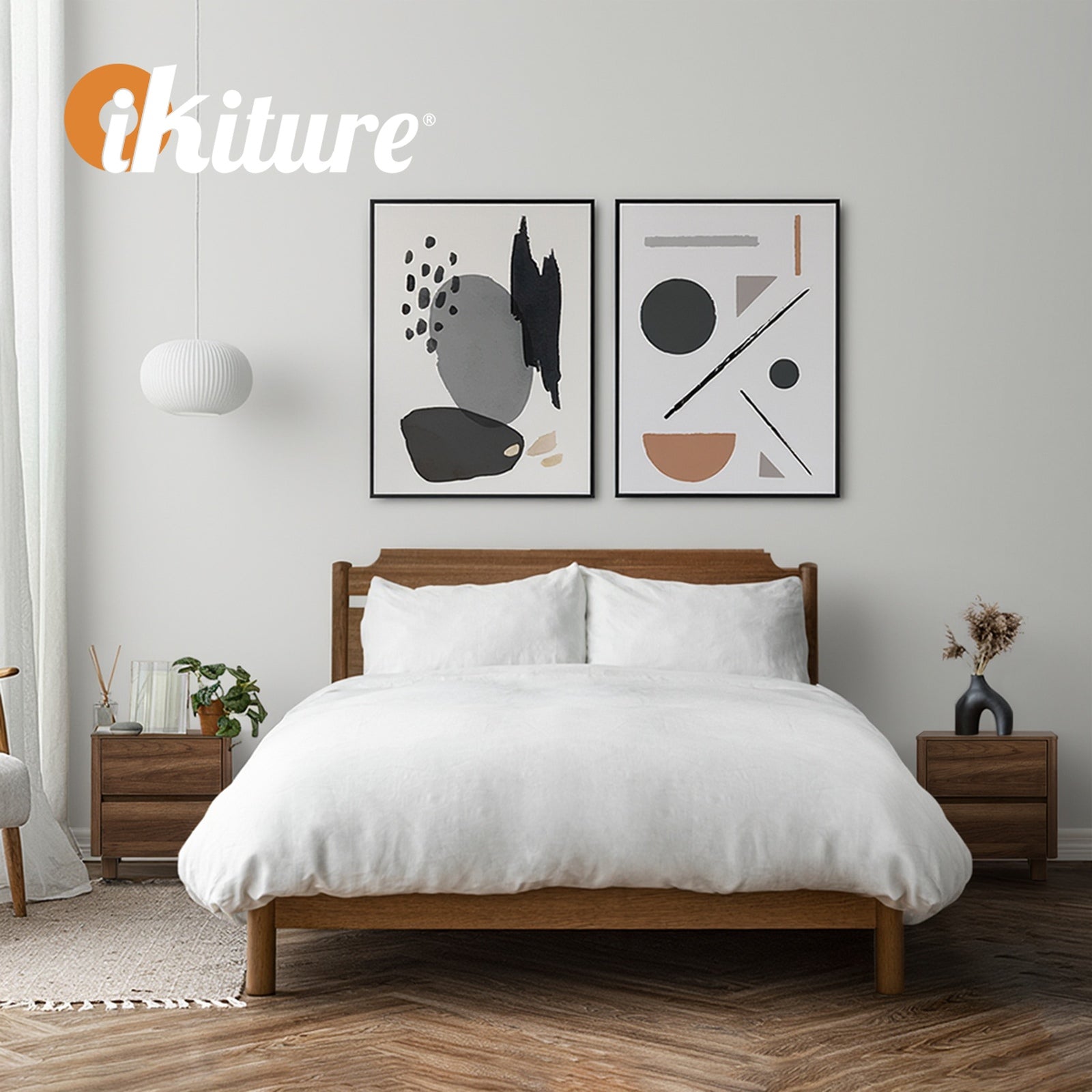 Oikiture Bedside Table 2 Drawers Storage Cabinet Nightstand Side Table - Sunyee