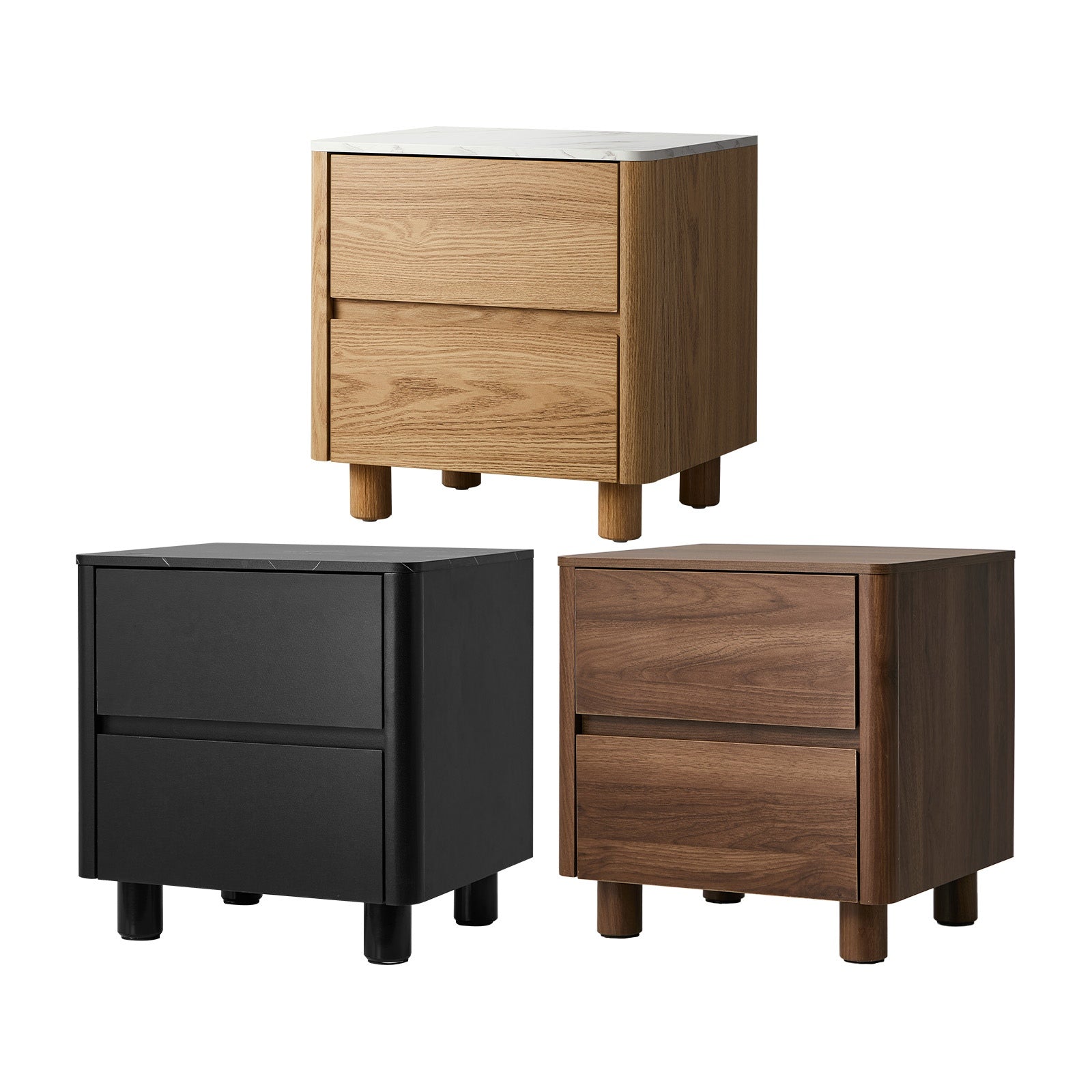 Oikiture Bedside Table 2 Drawers Storage Cabinet Nightstand Side Table - Sunyee