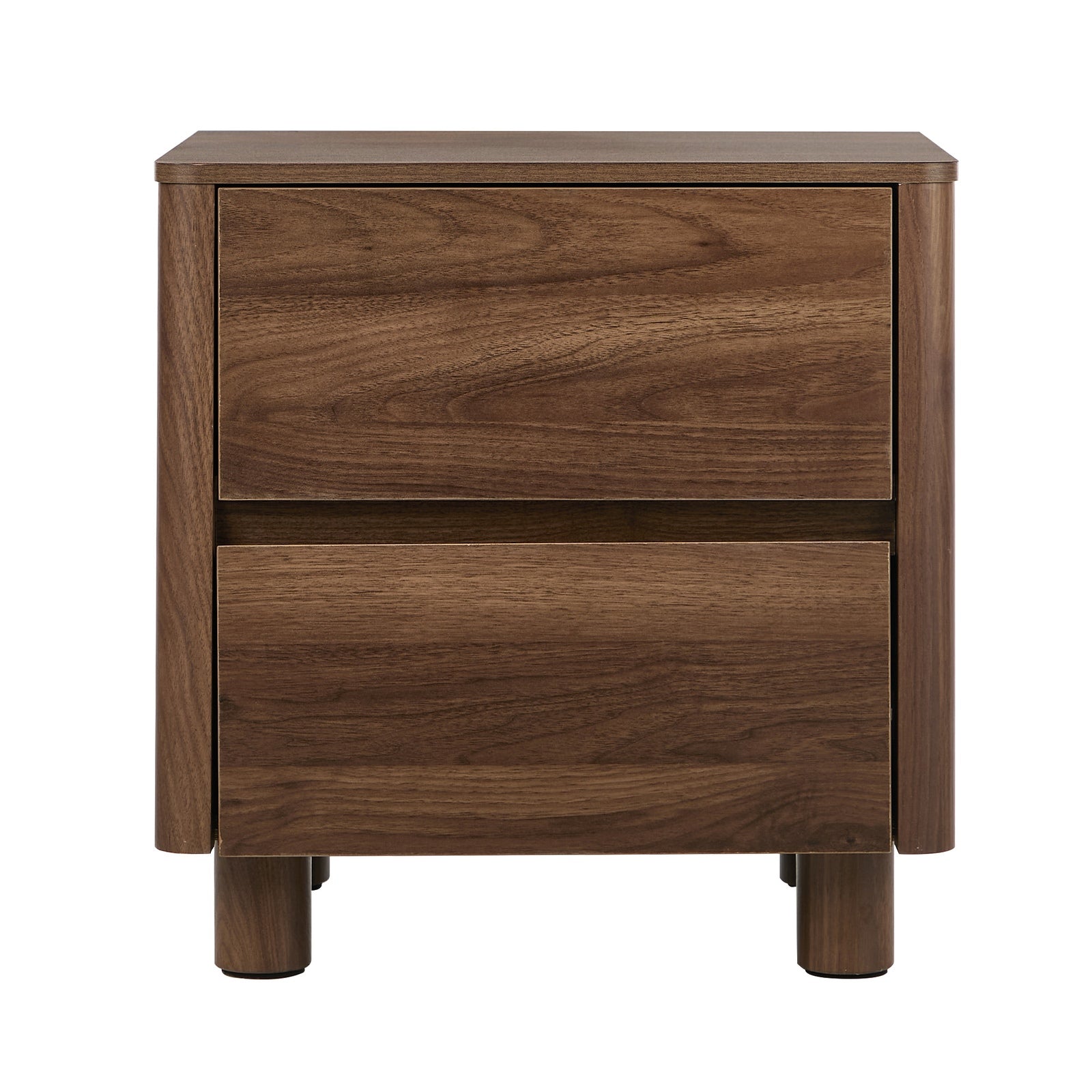Oikiture Bedside Table 2 Drawers Storage Cabinet Nightstand Side Table Walnut - Sunyee
