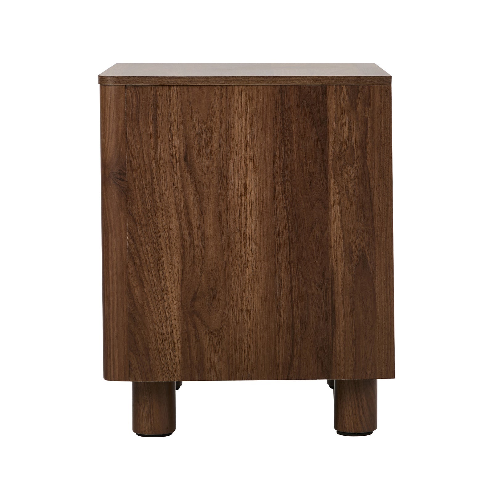 Oikiture Bedside Table 2 Drawers Storage Cabinet Nightstand Side Table Walnut - Sunyee