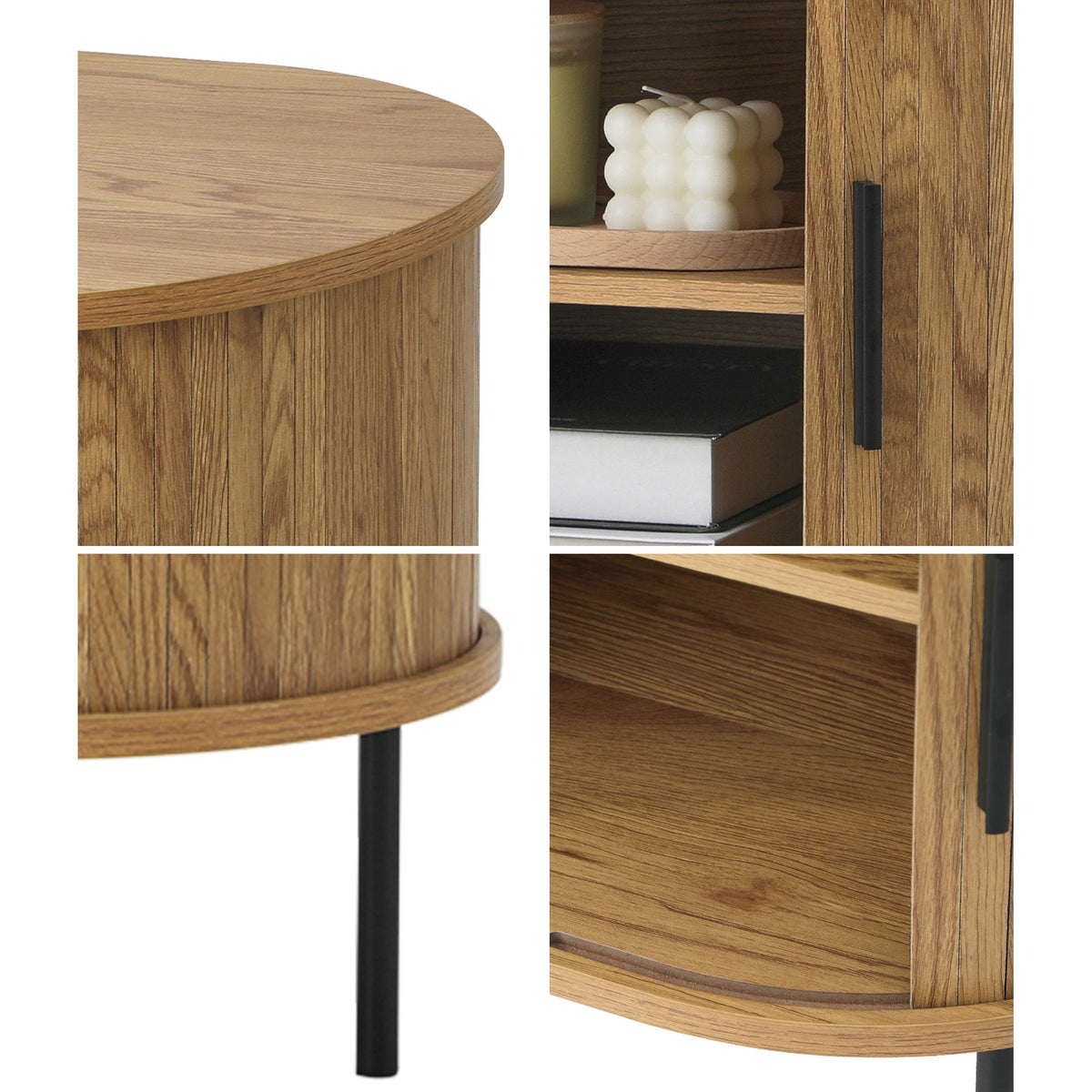 Oikiture Bedside Table Side End Tables 2-tier Storage Cabinet Natural - Sunyee