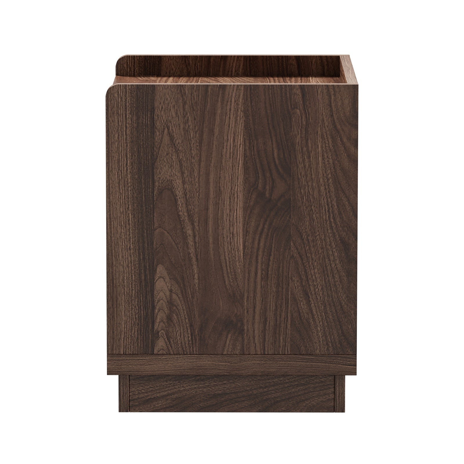 Oikiture Bedside Table 2 Drawers Handle-Free Side End Cabinet Walnut
