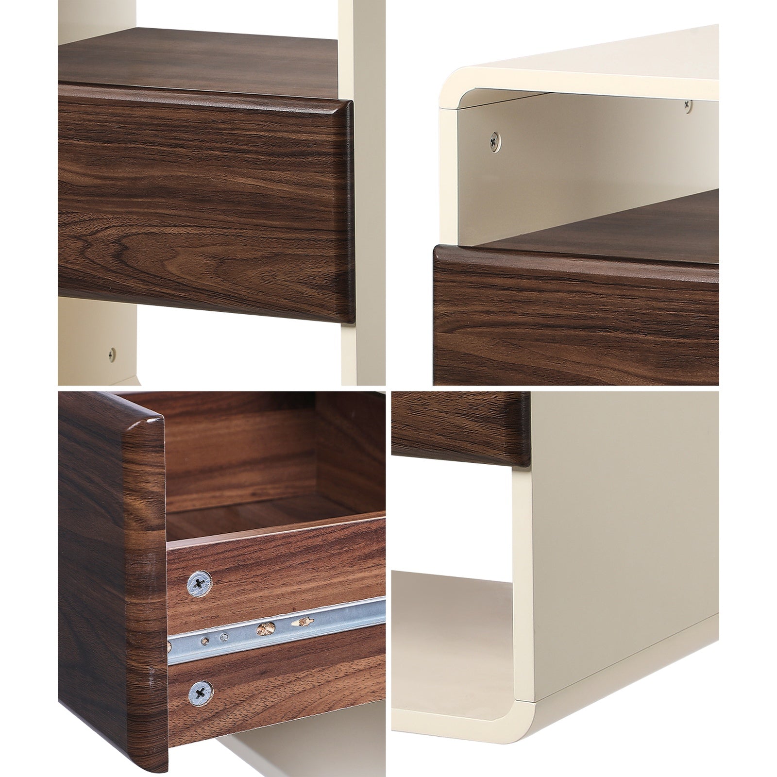 Oikiture Bedside Table Side Nightstand With Drawer Storage Shelf Retro-Modern - Sunyee