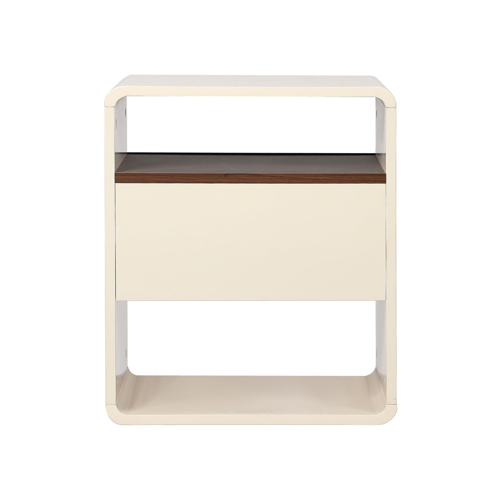 Oikiture Bedside Table Side Nightstand With Drawer Storage Shelf Retro-Modern - Sunyee