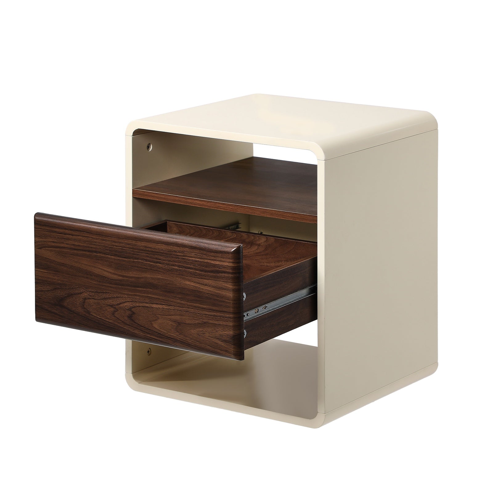 Oikiture Bedside Table Side Nightstand With Drawer Storage Shelf Retro-Modern - Sunyee