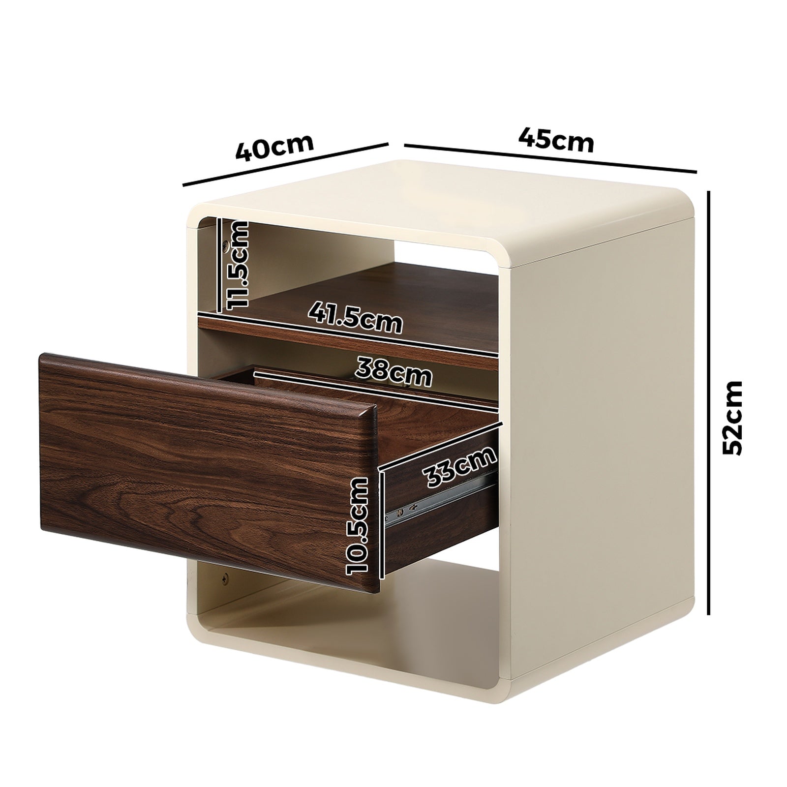 Oikiture Bedside Table Side Nightstand With Drawer Storage Shelf Retro-Modern - Sunyee