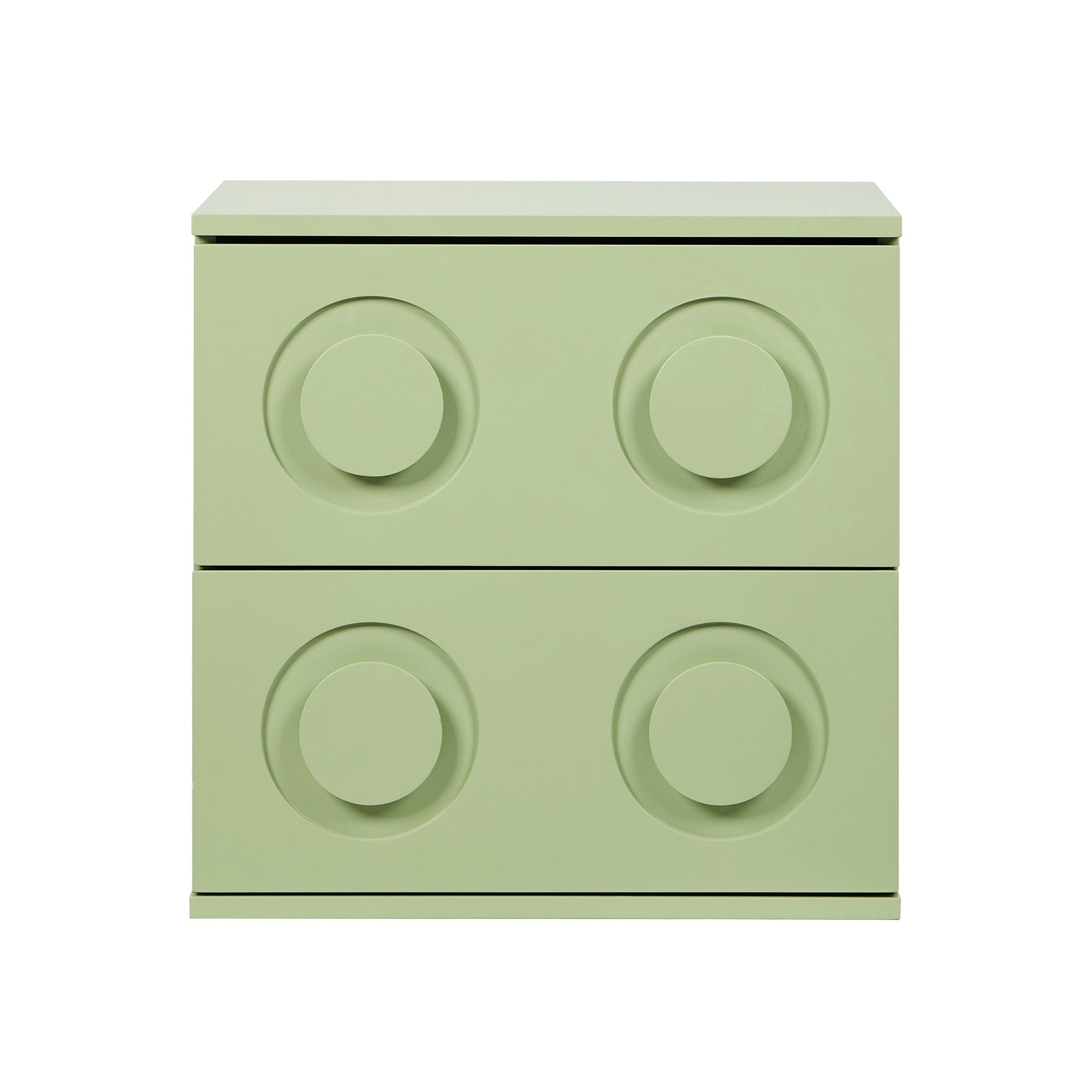 Oikiture Bedside Table 2 Drawers Nightstand Kid Storage Cabinet Green - Sunyee