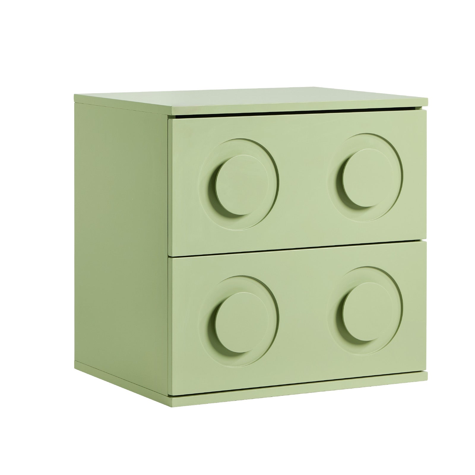 Oikiture Bedside Table 2 Drawers Nightstand Kid Storage Cabinet Green - Sunyee