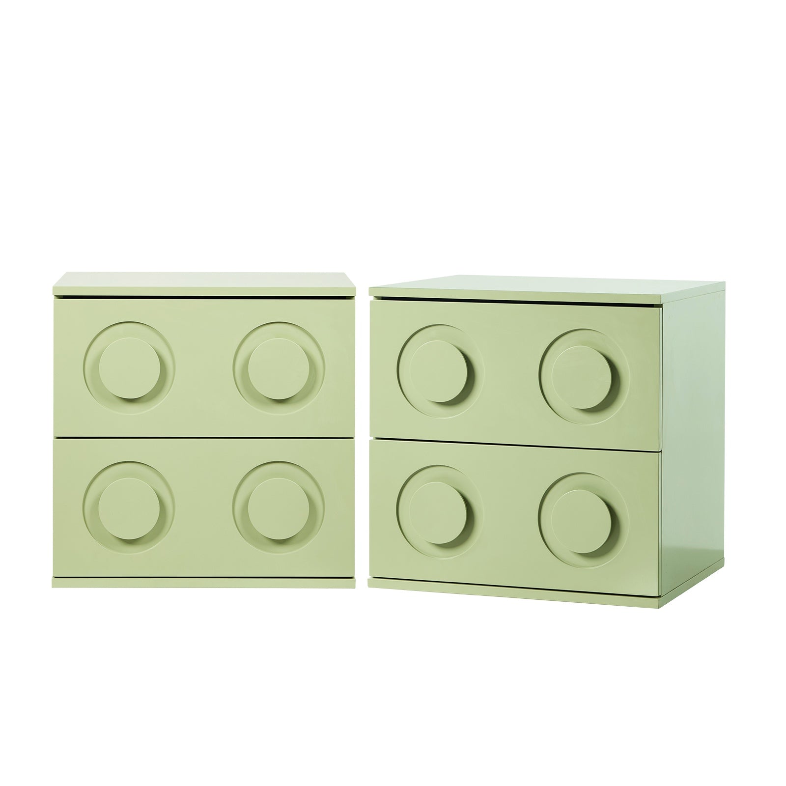 Oikiture 2x Bedside Table 2 Drawers Nightstand Side Storage Cabinet Green - Sunyee