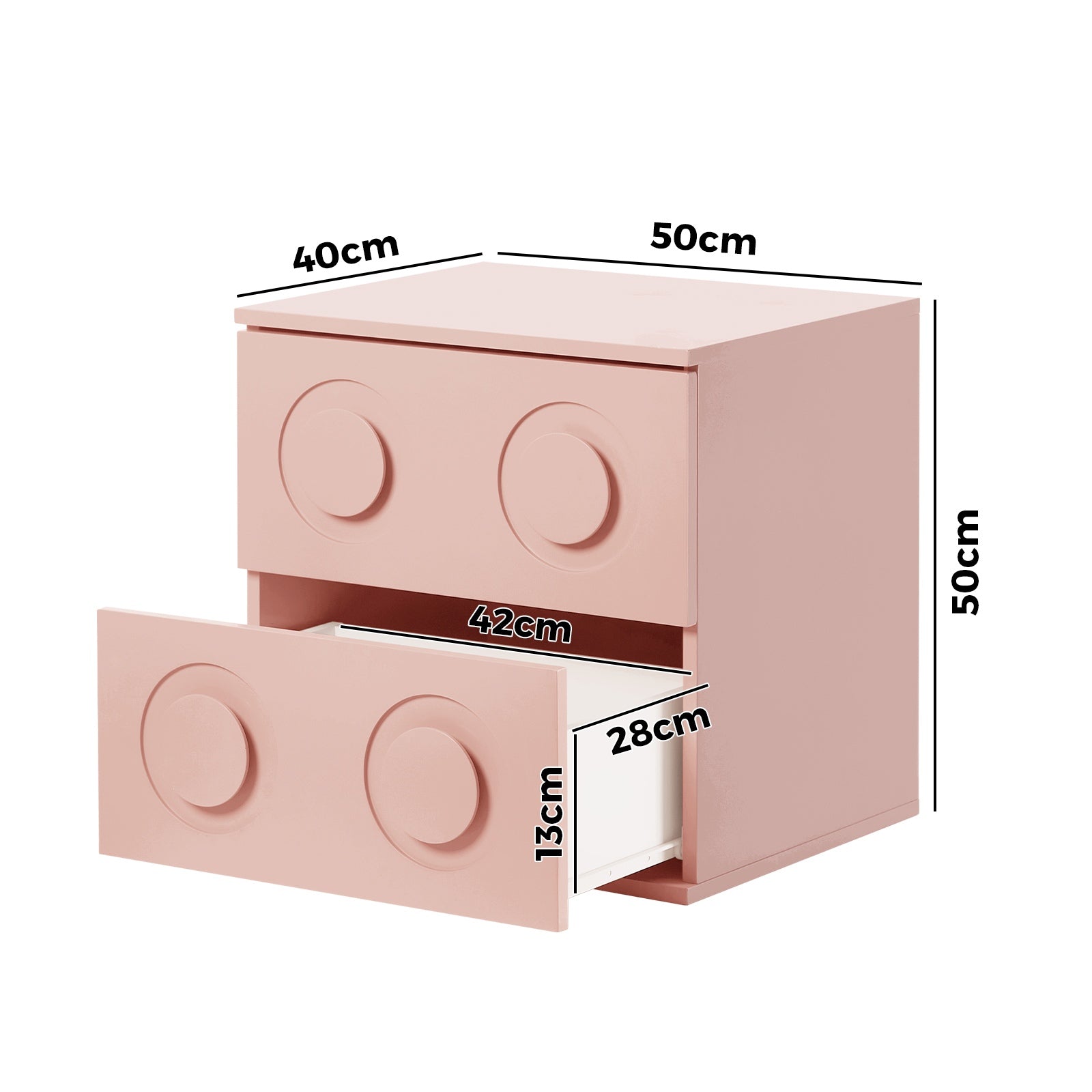 Oikiture Bedside Table 2 Drawers Nightstand Side Storage Cabinet Pink - Sunyee