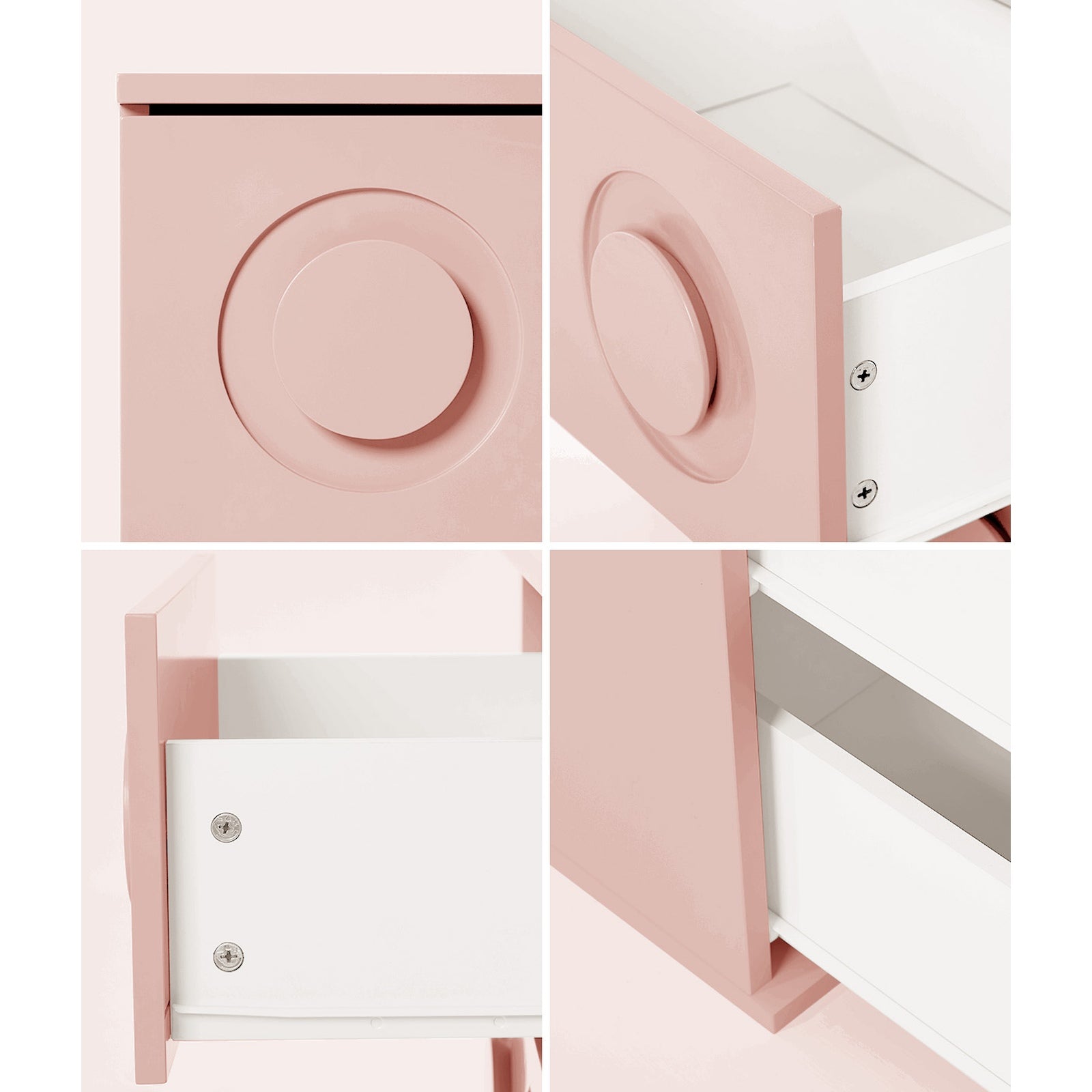 Oikiture 2x Bedside Table 2 Drawers Nightstand Side Storage Cabinet Pink - Sunyee