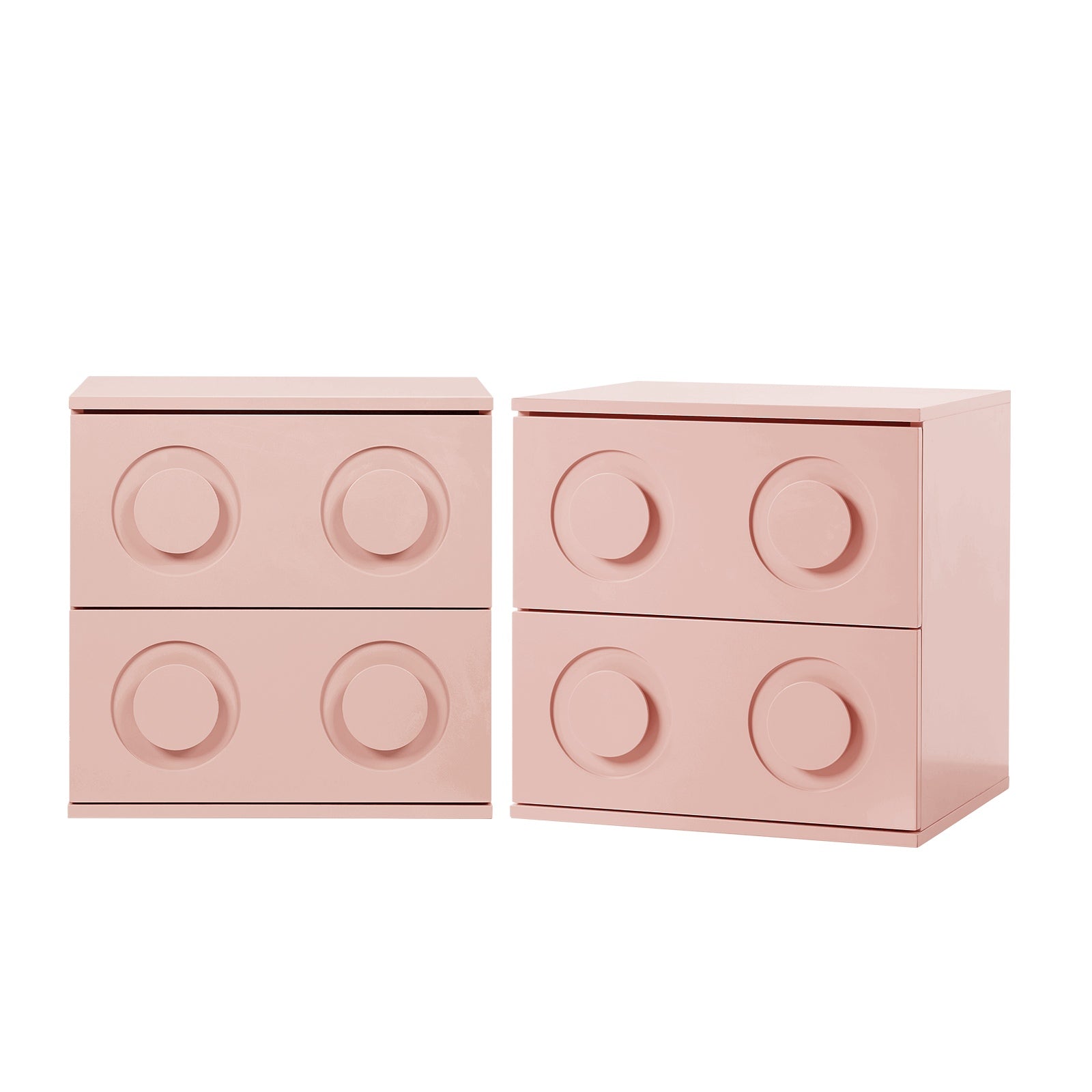 Oikiture 2x Bedside Table 2 Drawers Nightstand Side Storage Cabinet Pink - Sunyee