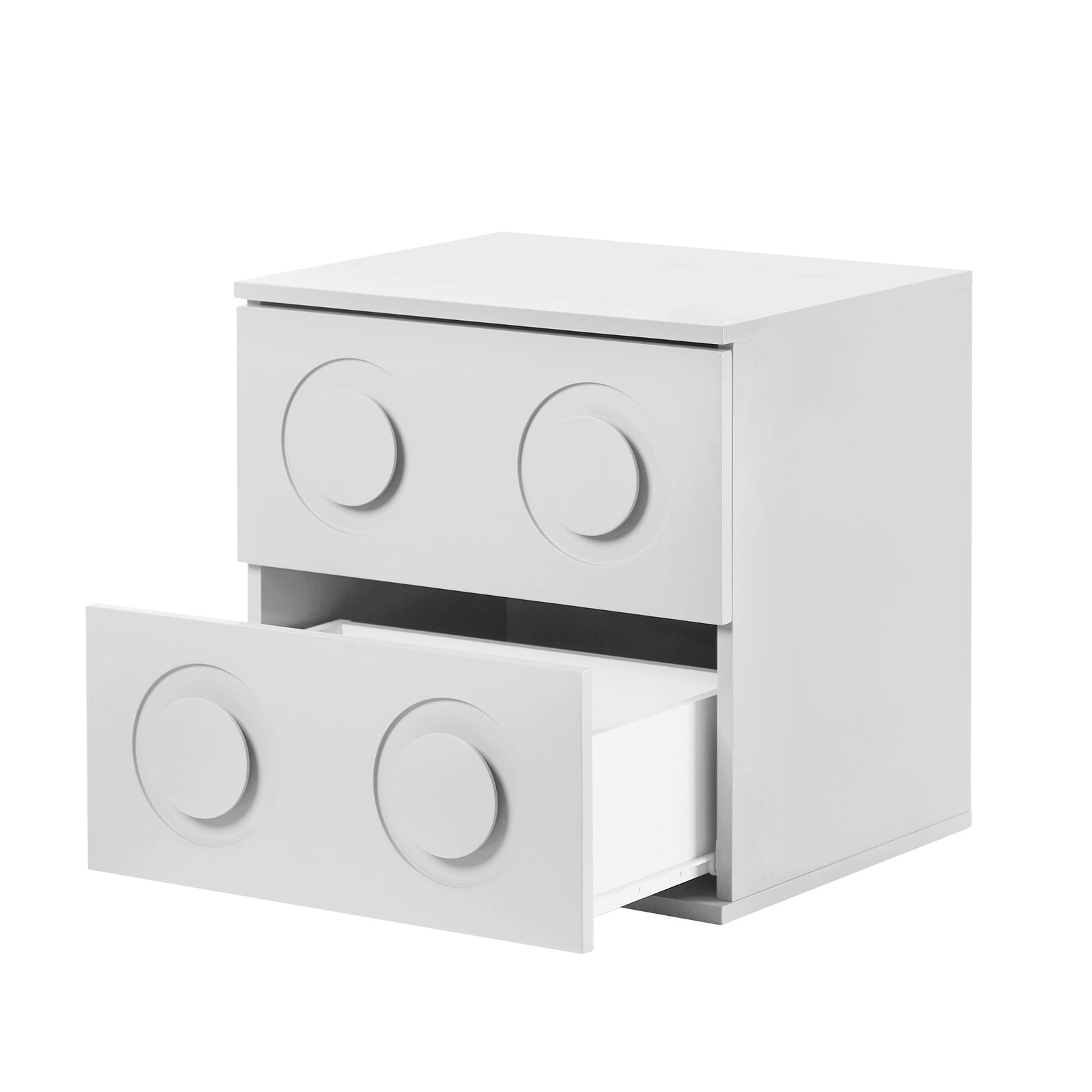Oikiture Bedside Table 2 Drawers Nightstand Side Storage Cabinet White - Sunyee